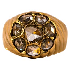 Renaissance Style 2.80 Carat White Rose Cut Diamond Yellow Gold Cocktail Ring