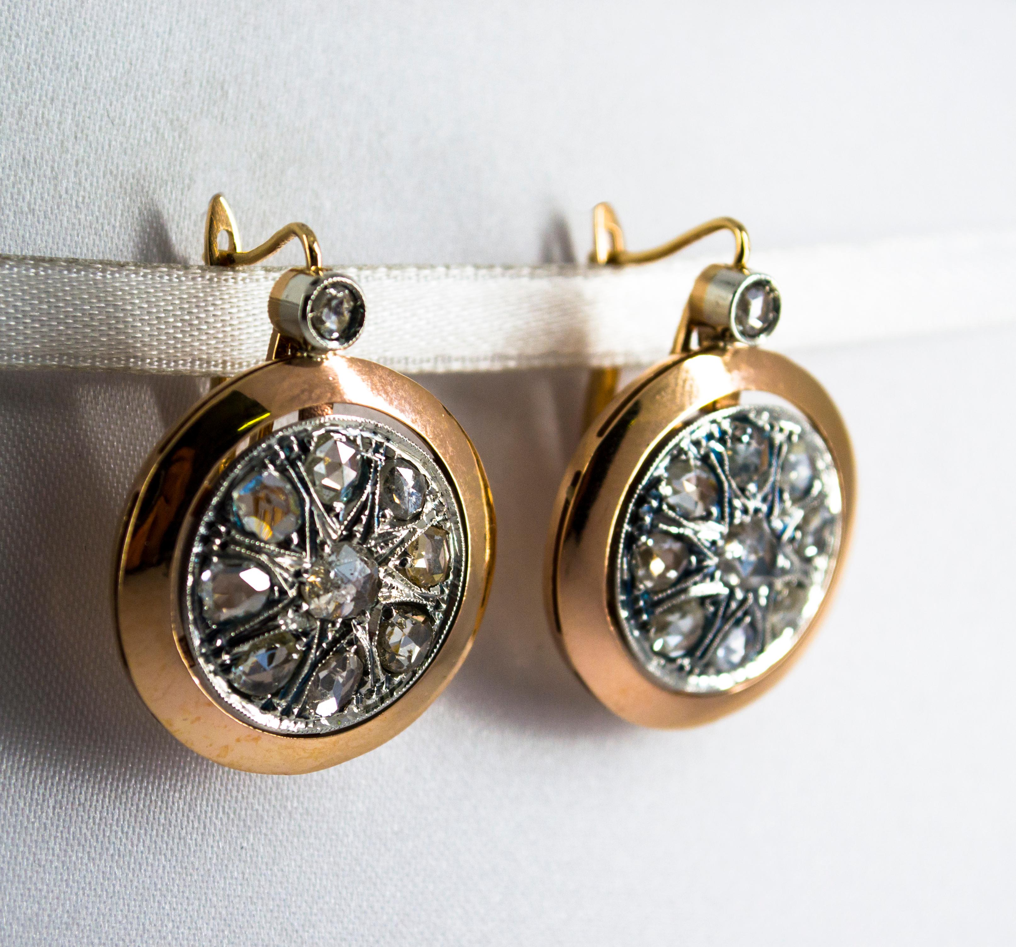 Renaissance Style 3.50 Carat White Diamond Yellow Gold Lever Back Earrings In New Condition For Sale In Naples, IT