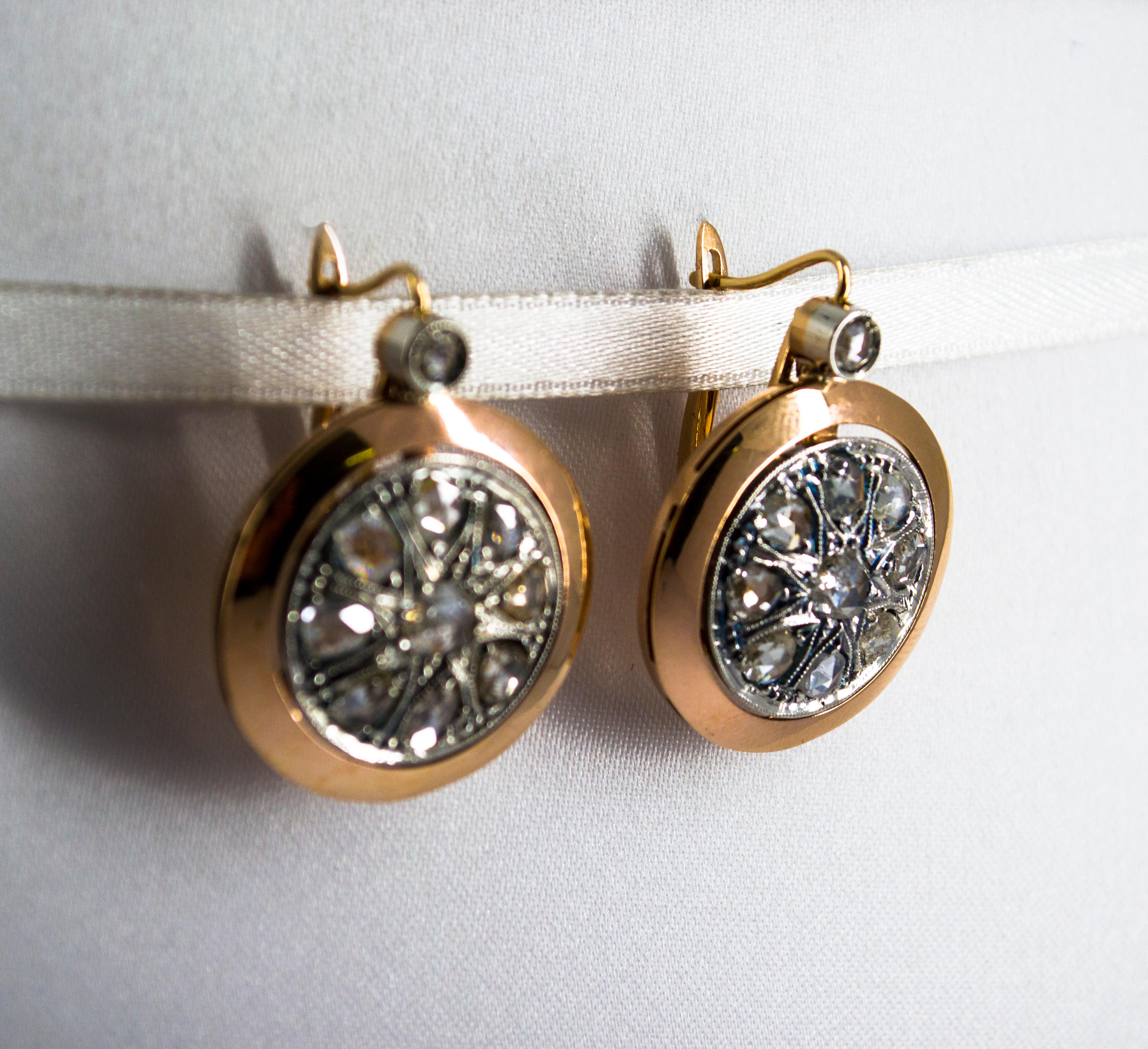 Boucles d'oreilles à levier en or jaune avec diamants blancs de 3,50 carats, style Renaissance en vente 1