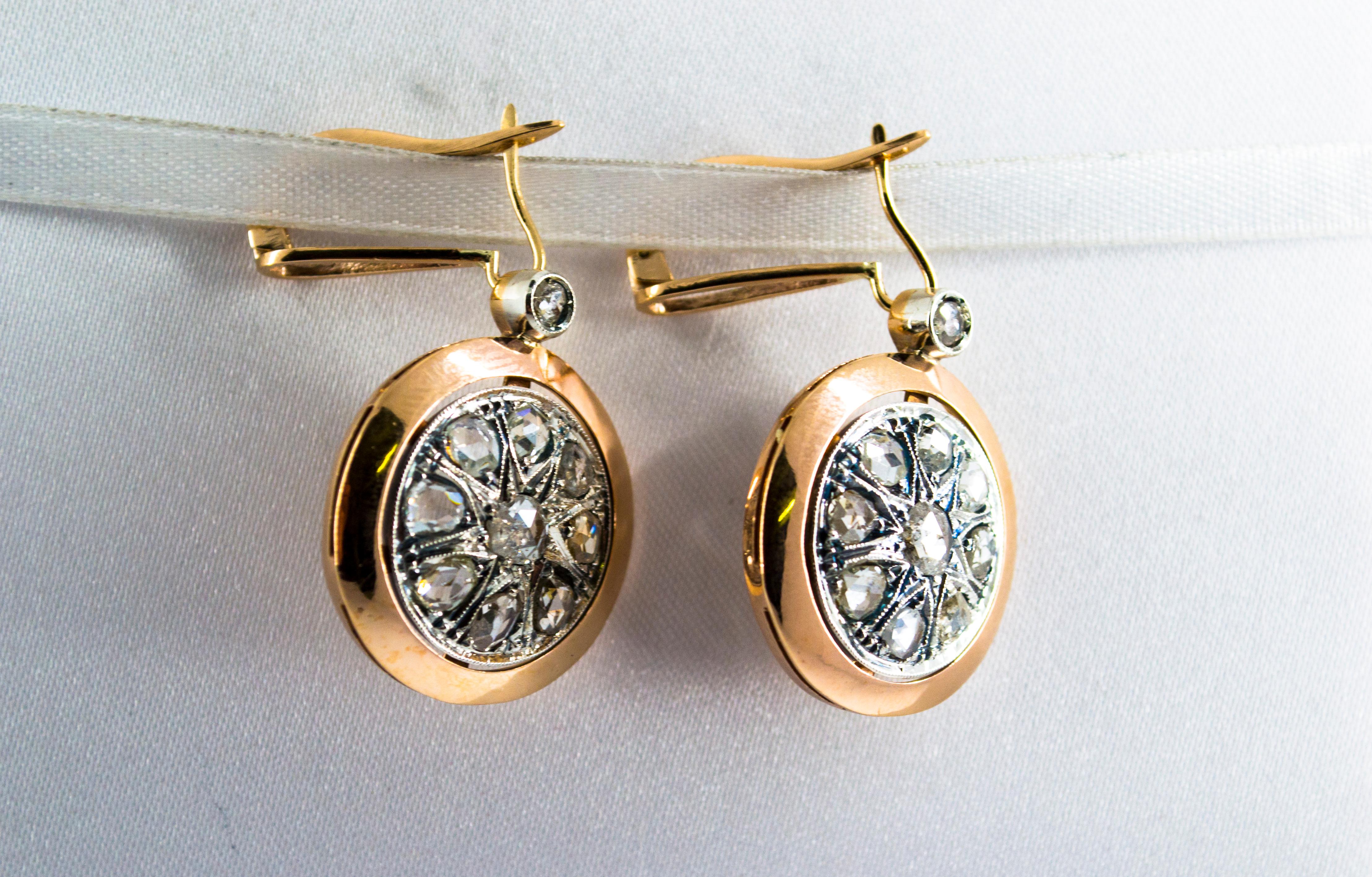 Boucles d'oreilles à levier en or jaune avec diamants blancs de 3,50 carats, style Renaissance en vente 2