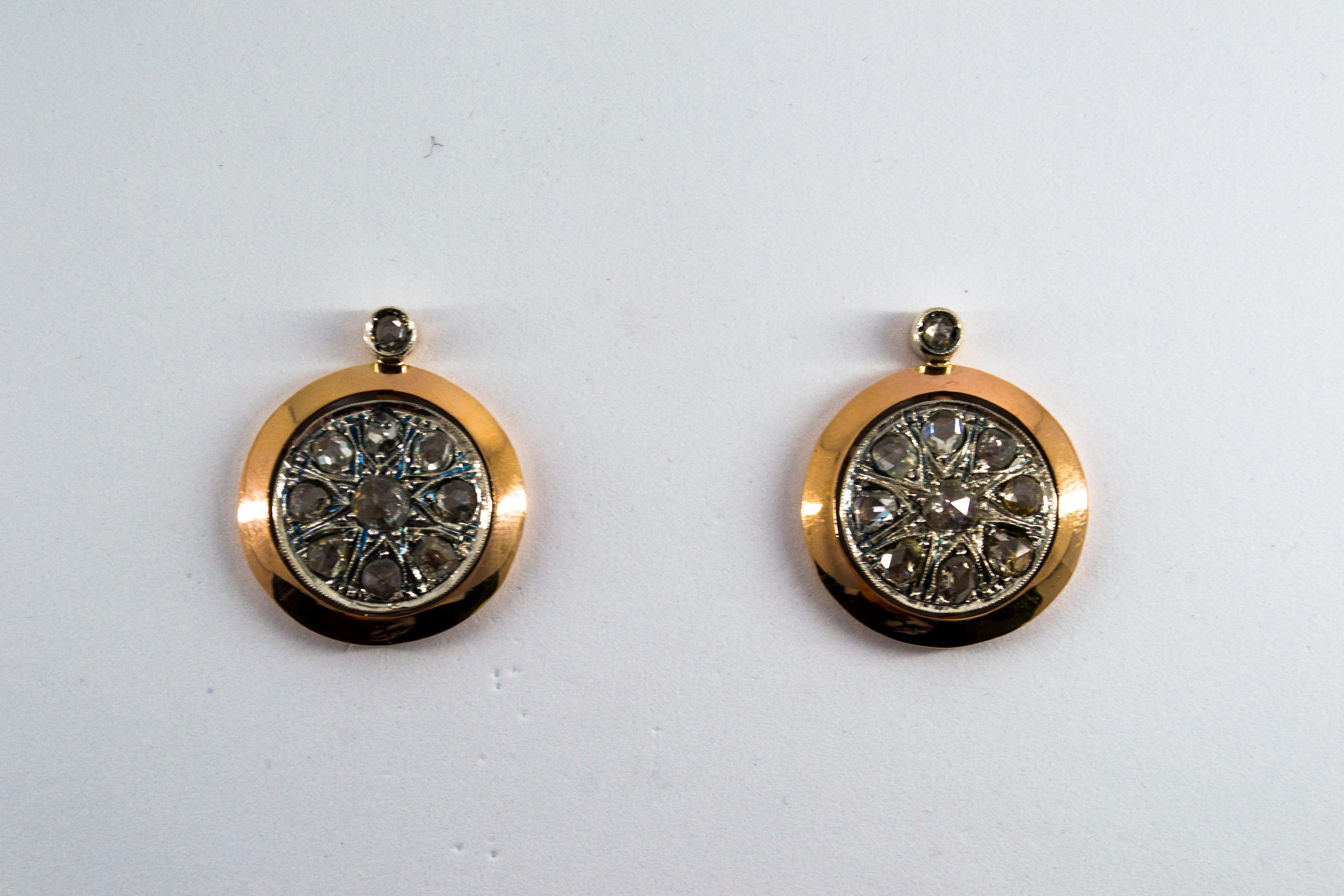 Renaissance Style 3.50 Carat White Diamond Yellow Gold Lever Back Earrings For Sale 3