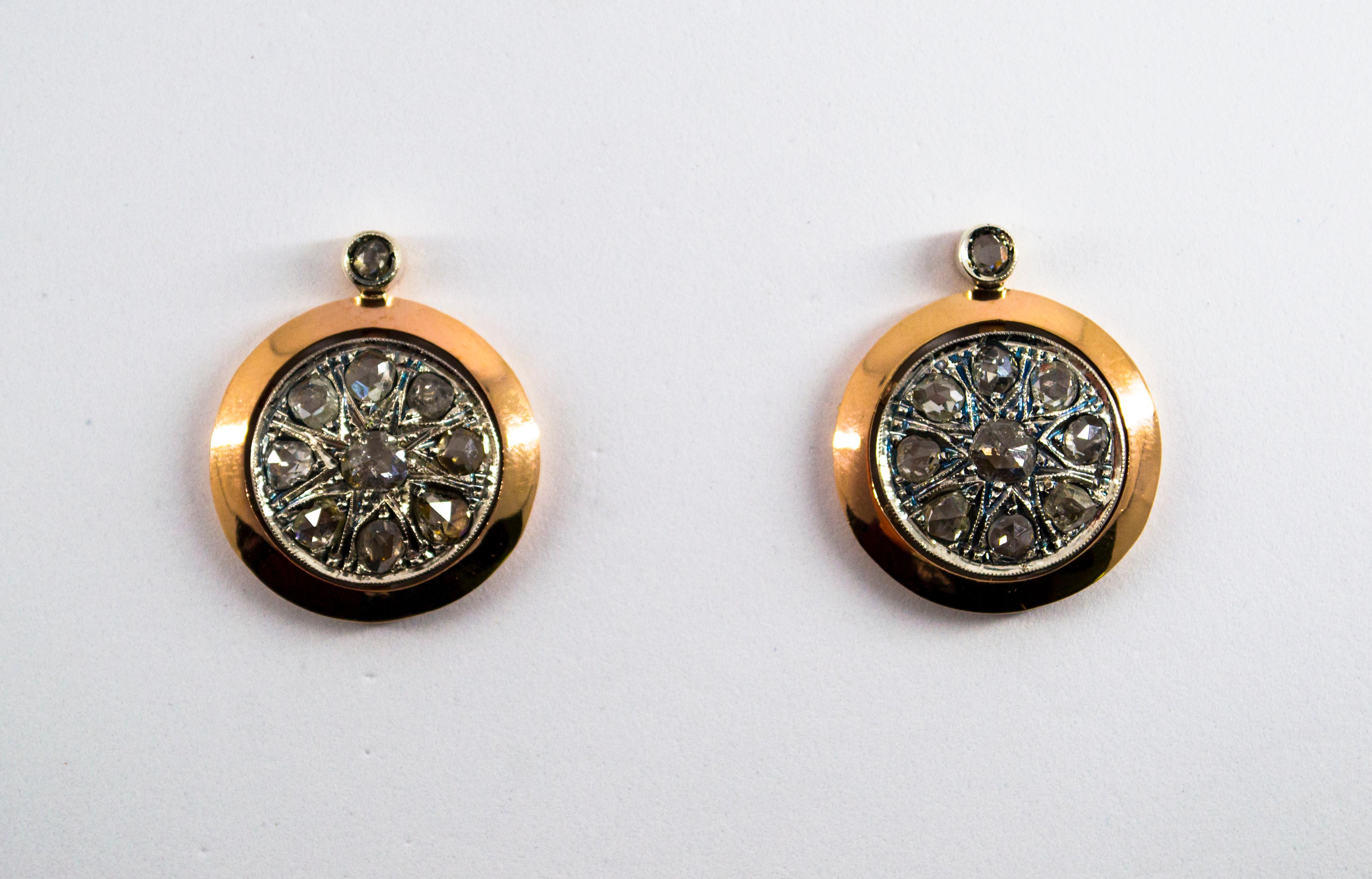 Boucles d'oreilles à levier en or jaune avec diamants blancs de 3,50 carats, style Renaissance en vente 4