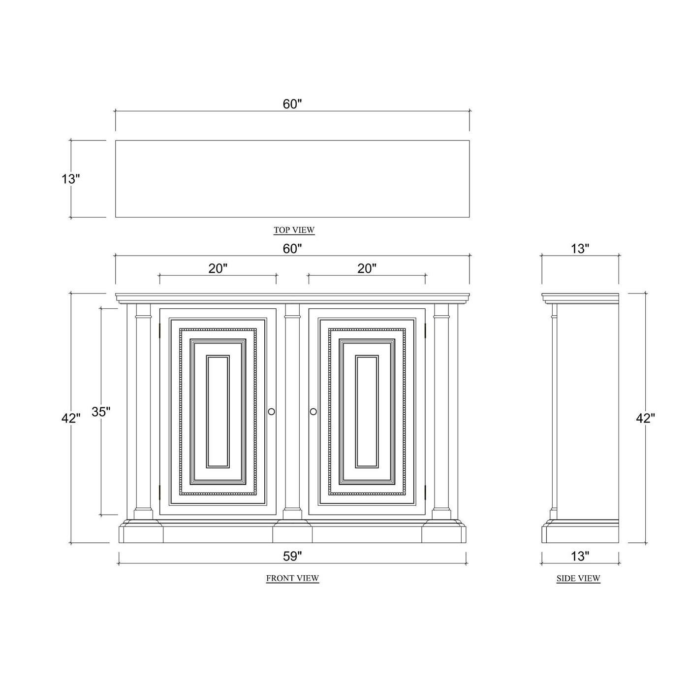 Wood Renaissance Style 60 Inch Credenza For Sale