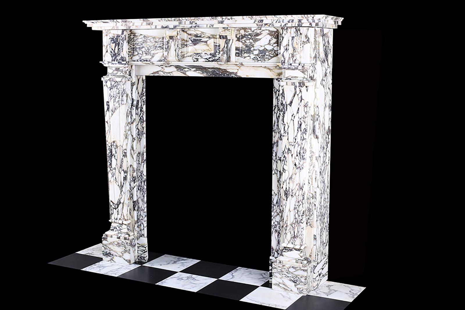 Renaissance Revival Renaissance Style Antique Fireplace Surround Italian Brescia Violette Marble For Sale
