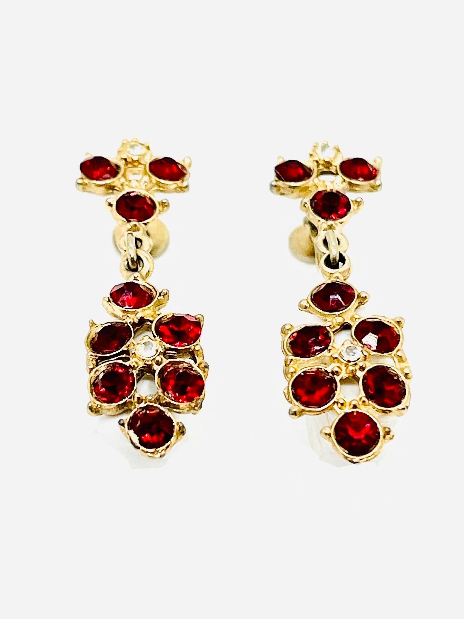 Renaissance Style Art Deco Rhinstone Screwback Dangle Earrings In Good Condition For Sale In Lynnwood, WA