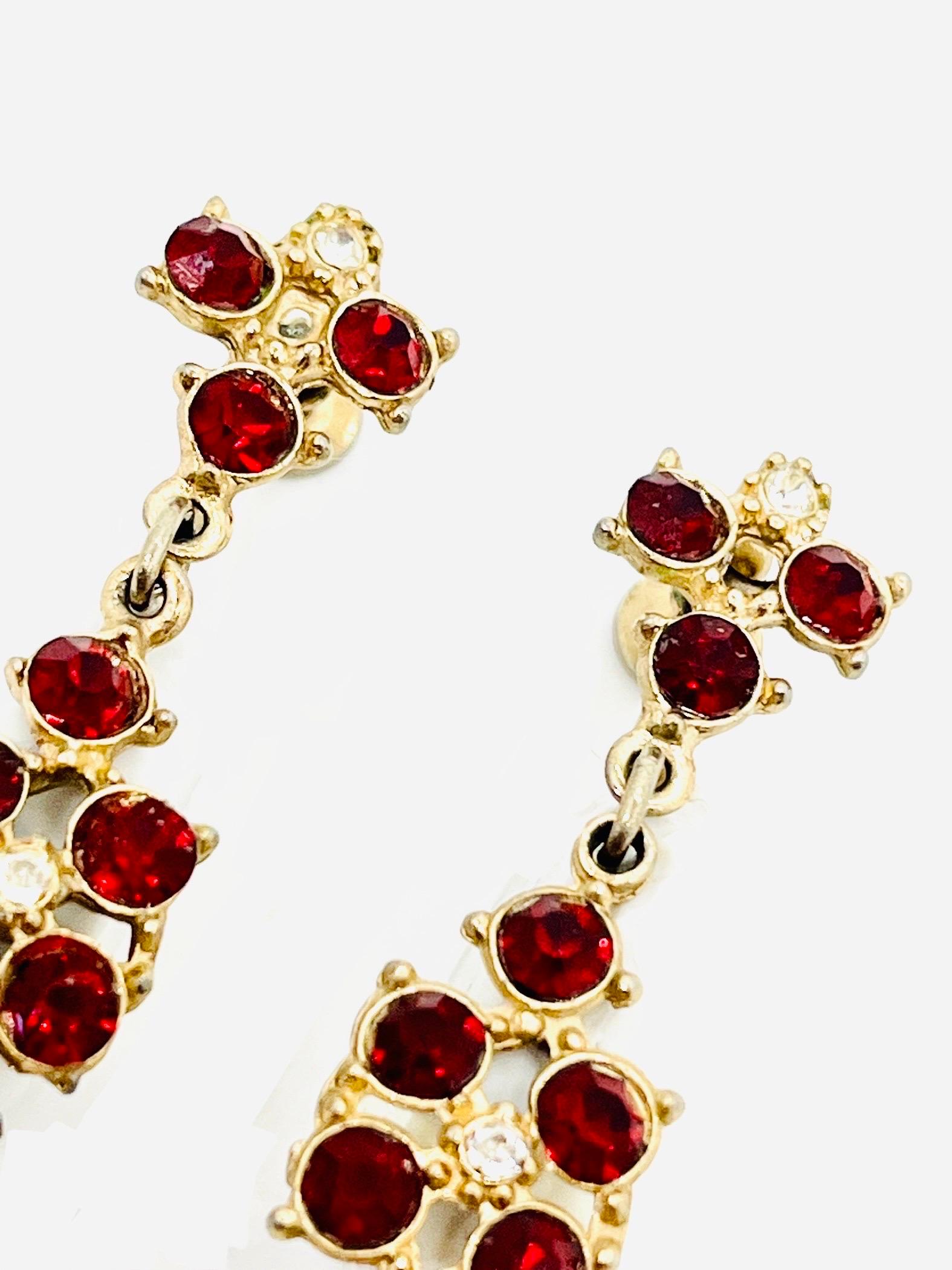 Women's Renaissance Style Art Deco Rhinstone Screwback Dangle Earrings For Sale