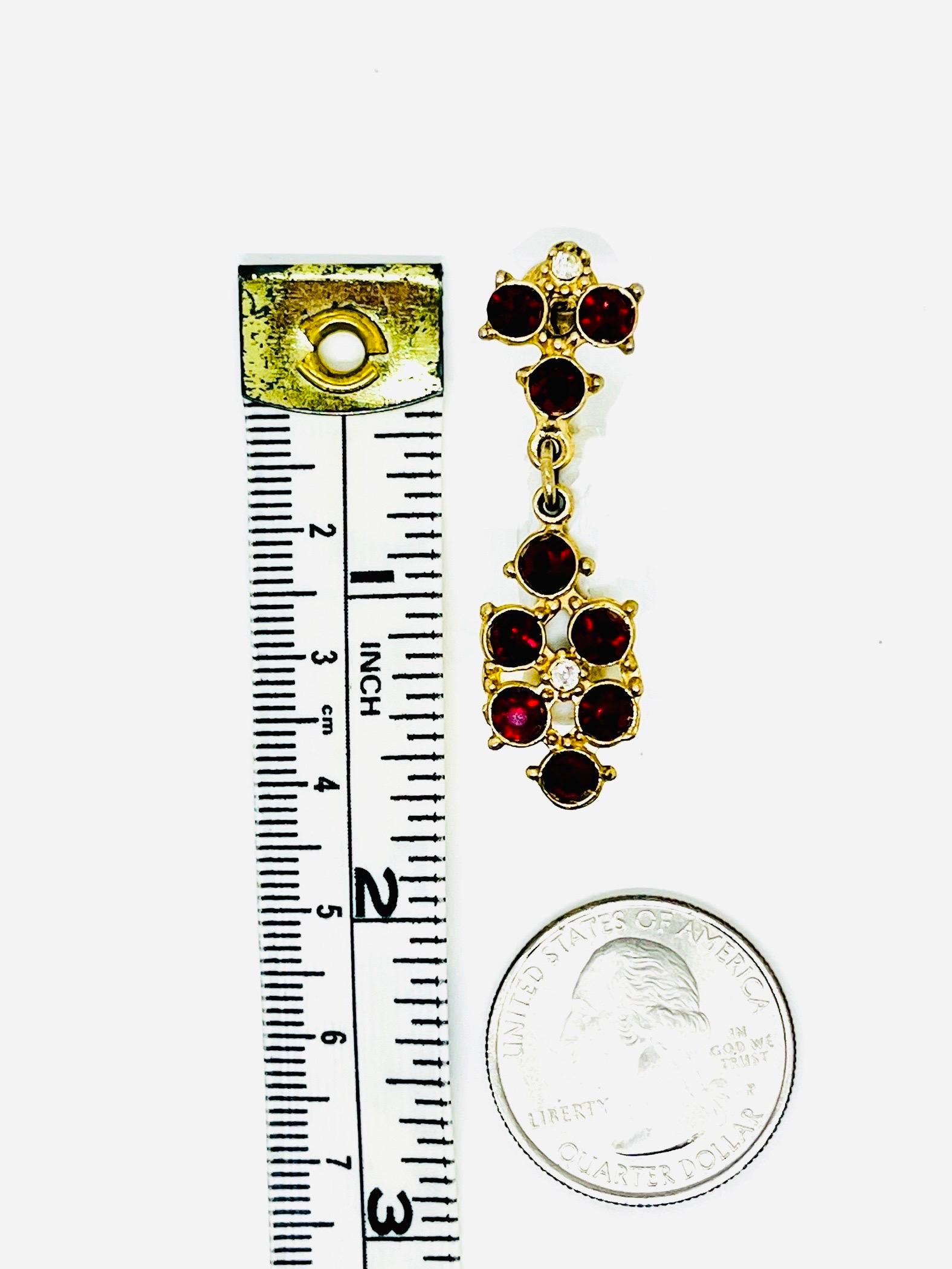Renaissance Style Art Deco Rhinstone Screwback Dangle Earrings For Sale 3