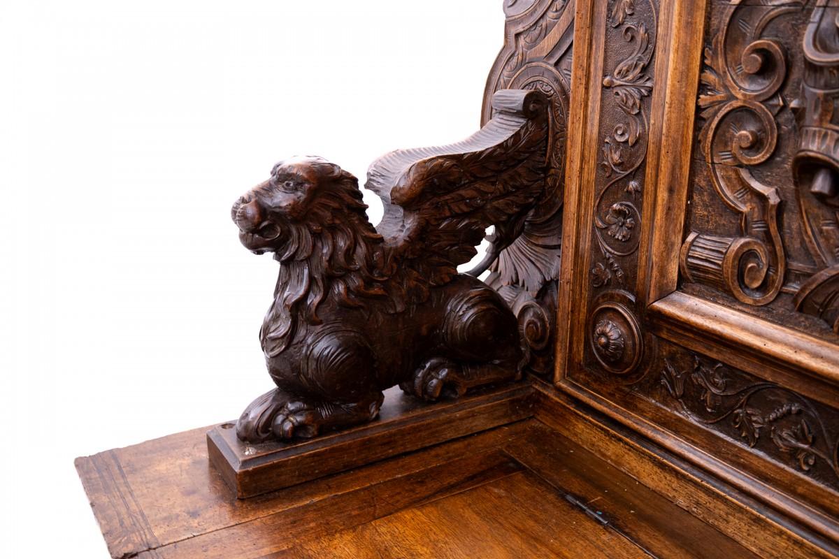 Renaissance style bench with storage, France, circa 1870. 2