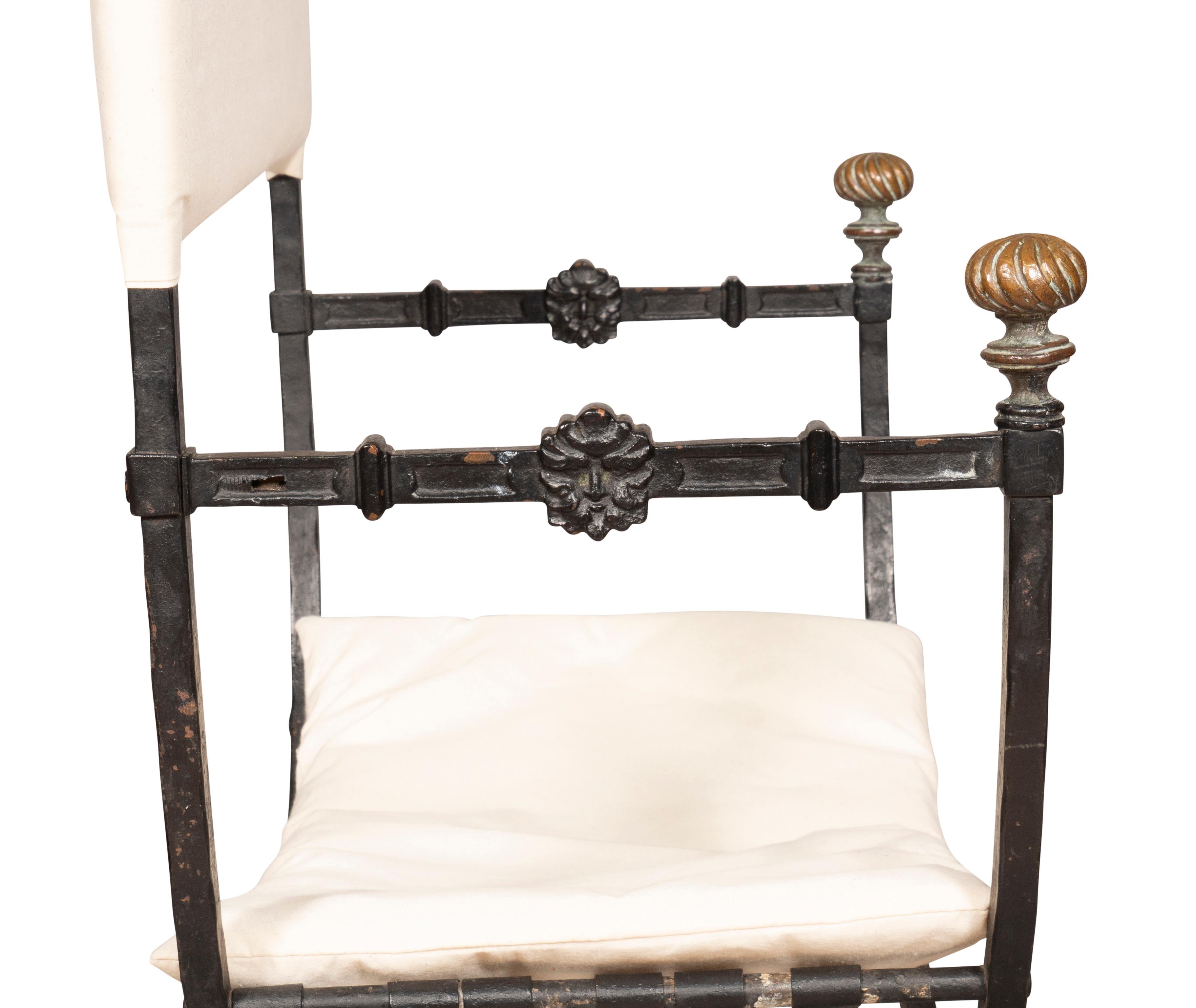 Renaissance Style Bronze And Wrought Iron Armchair For Sale 7