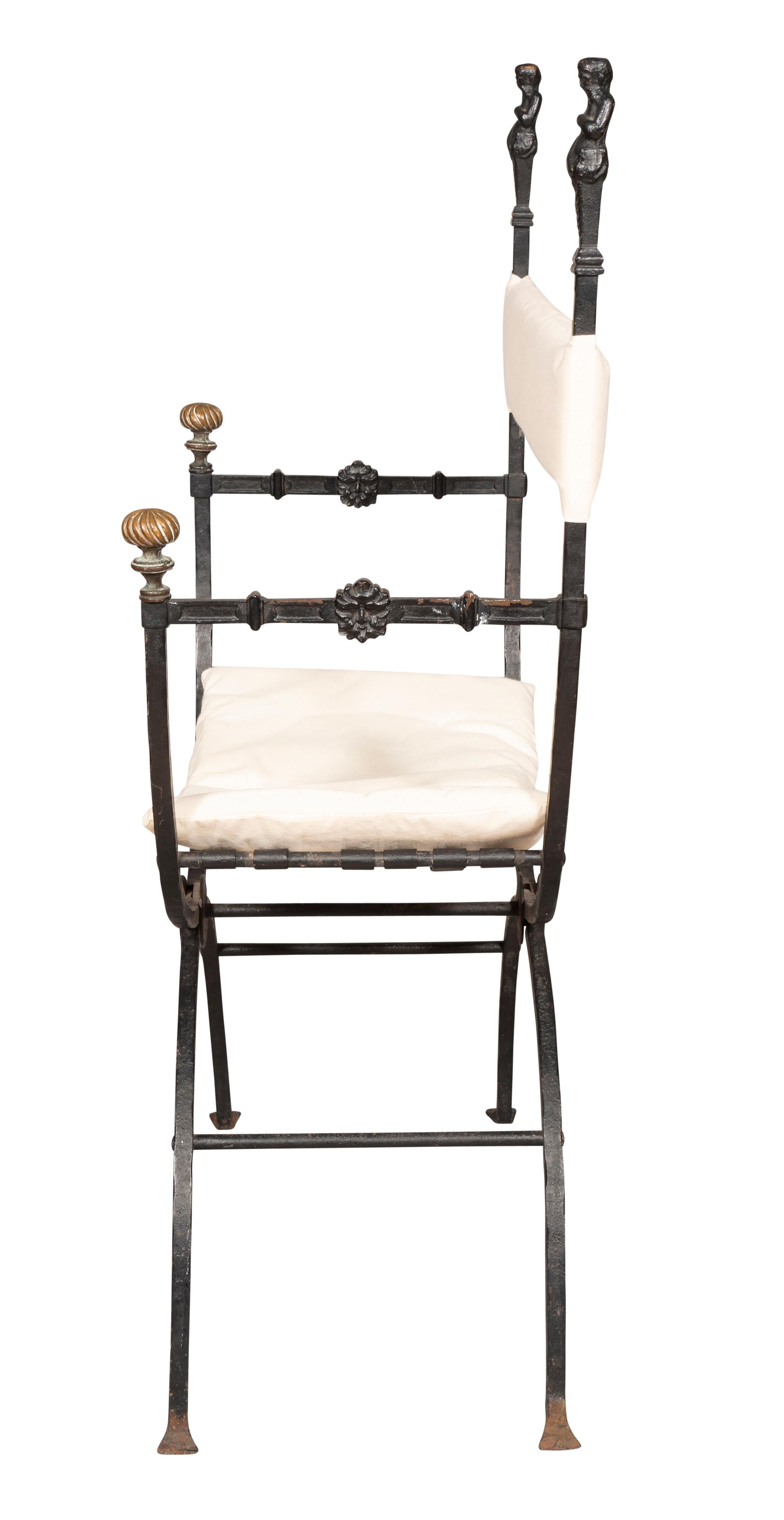 Renaissance Style Bronze And Wrought Iron Armchair For Sale 14
