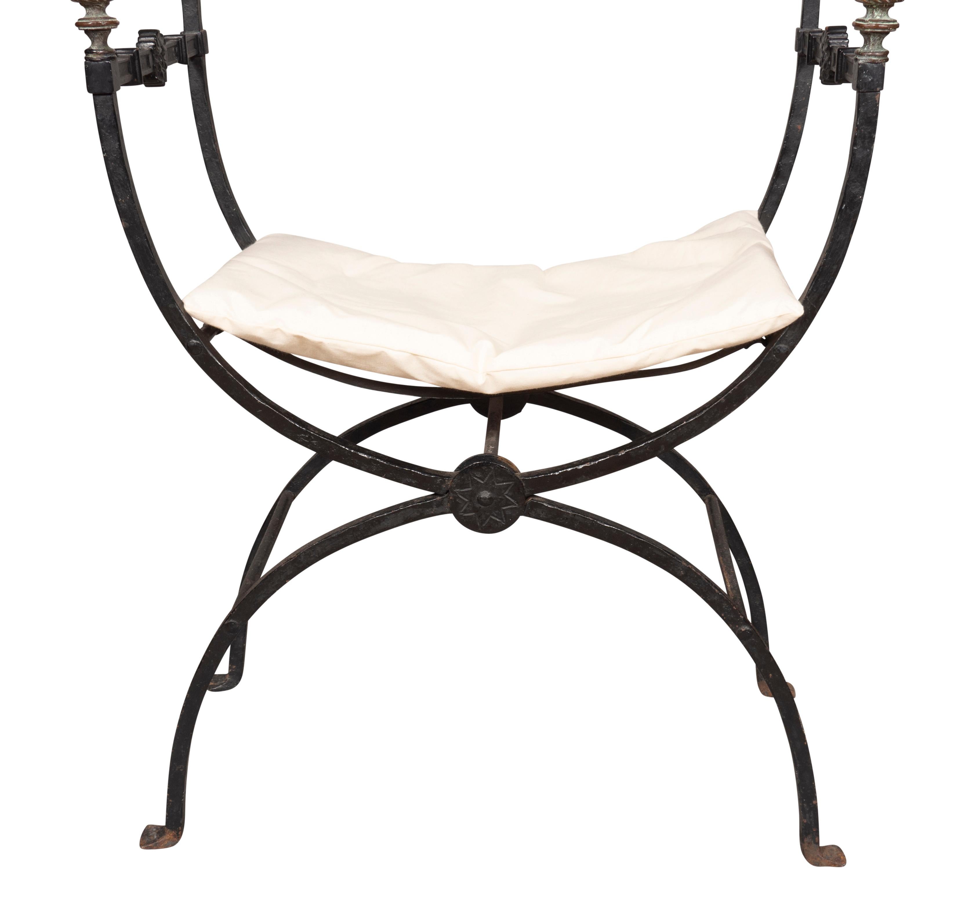 Renaissance Style Bronze And Wrought Iron Armchair In Good Condition For Sale In Essex, MA