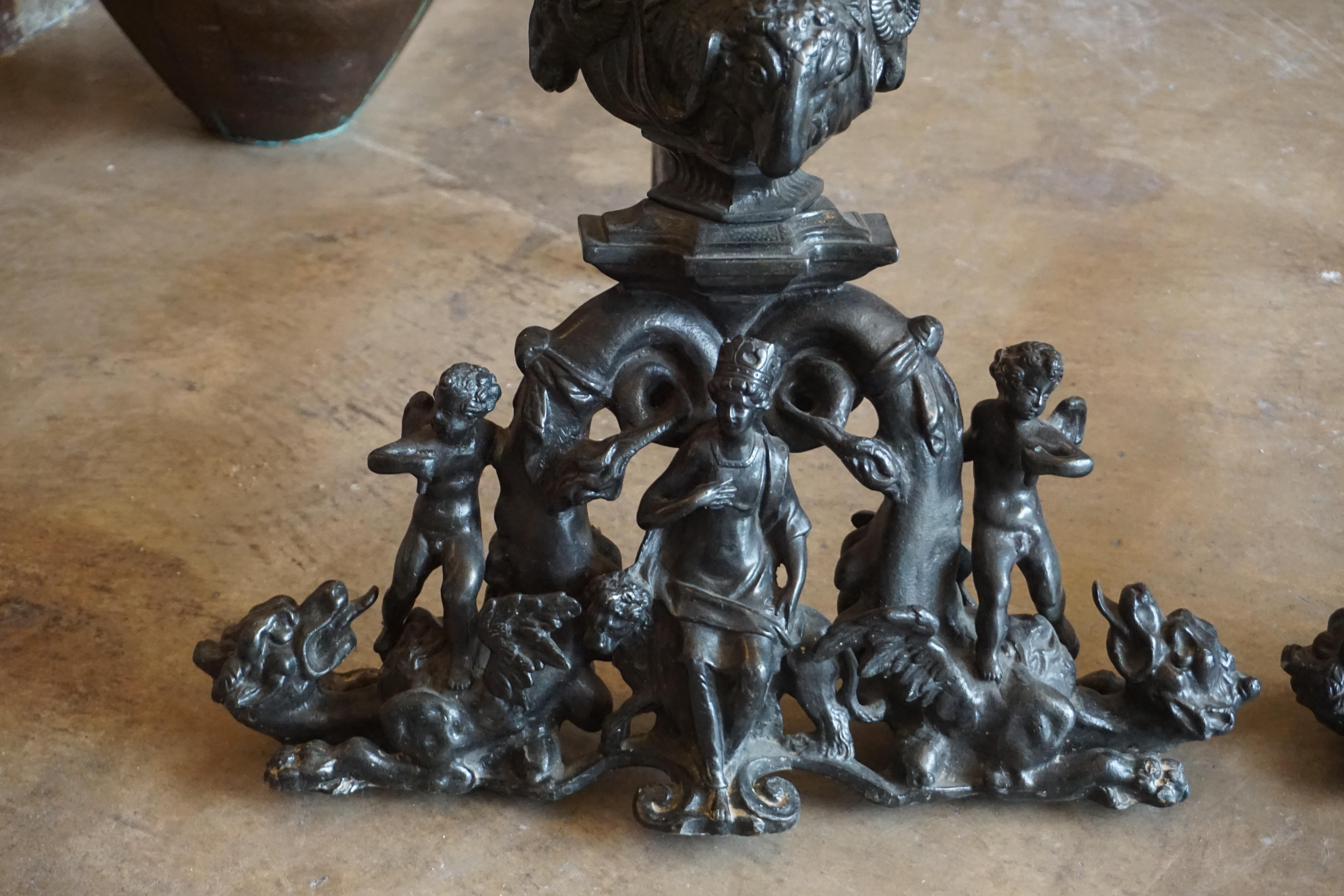 Renaissance Style Bronze Chenets 1