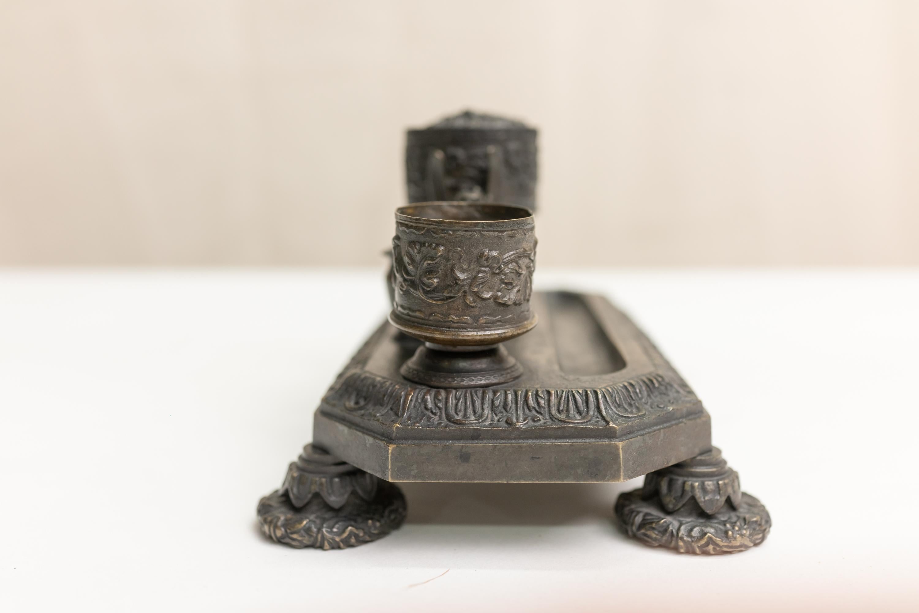 Italian Renaissance Style Bronze Inkwell Decorated with Gryphons