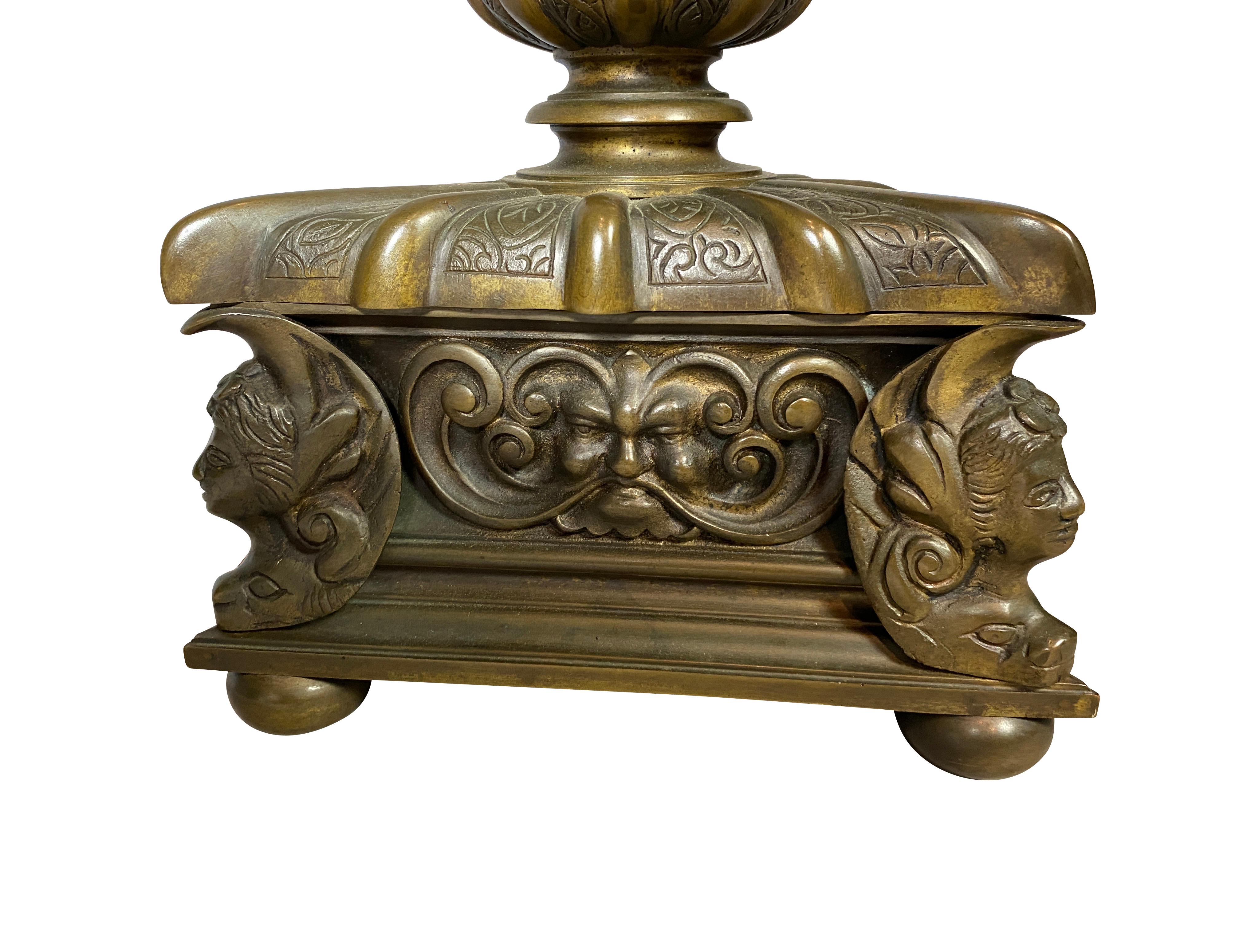 Italian Renaissance Style Bronze Table Lamp For Sale