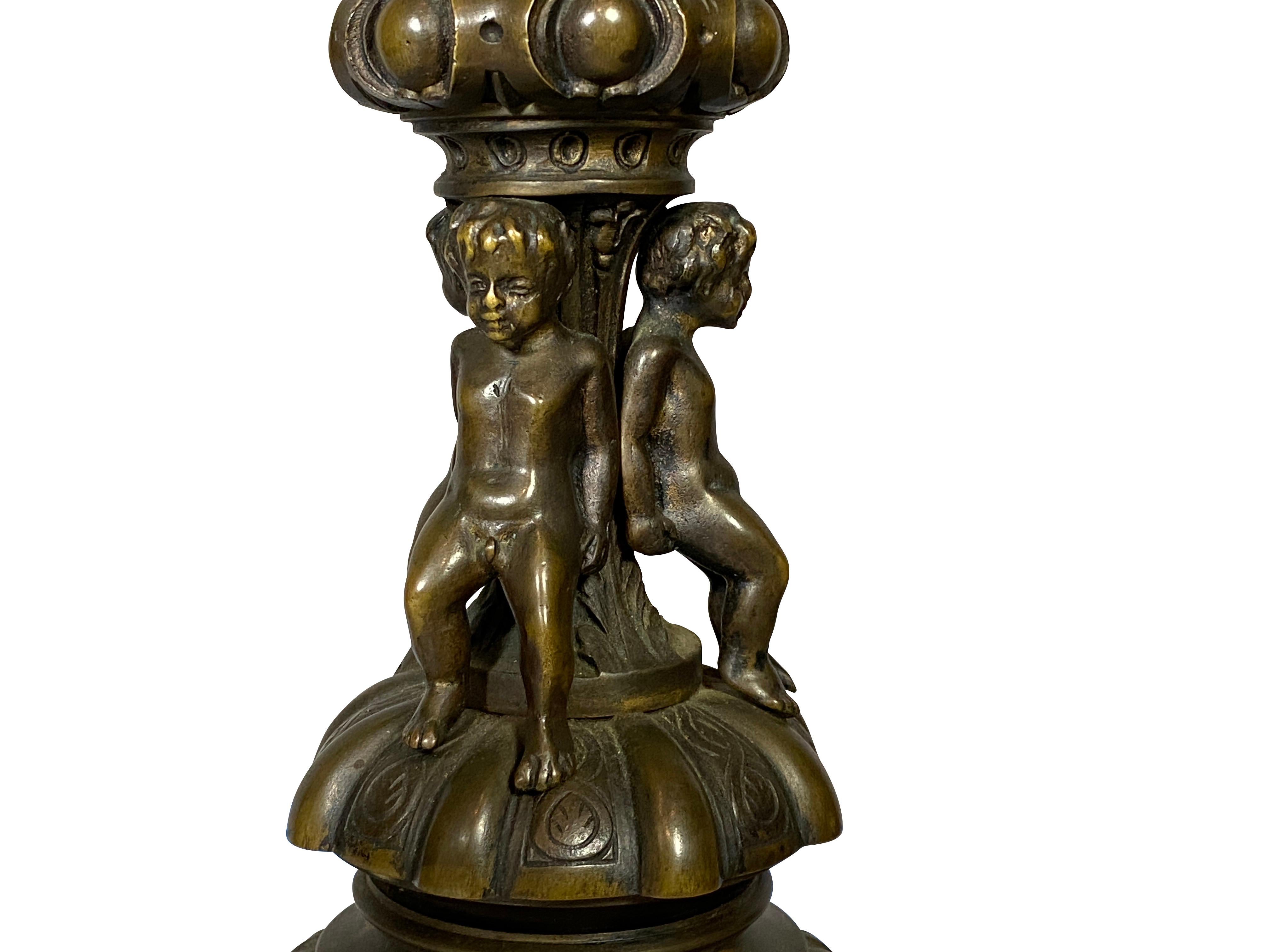 Renaissance Style Bronze Table Lamp For Sale 1