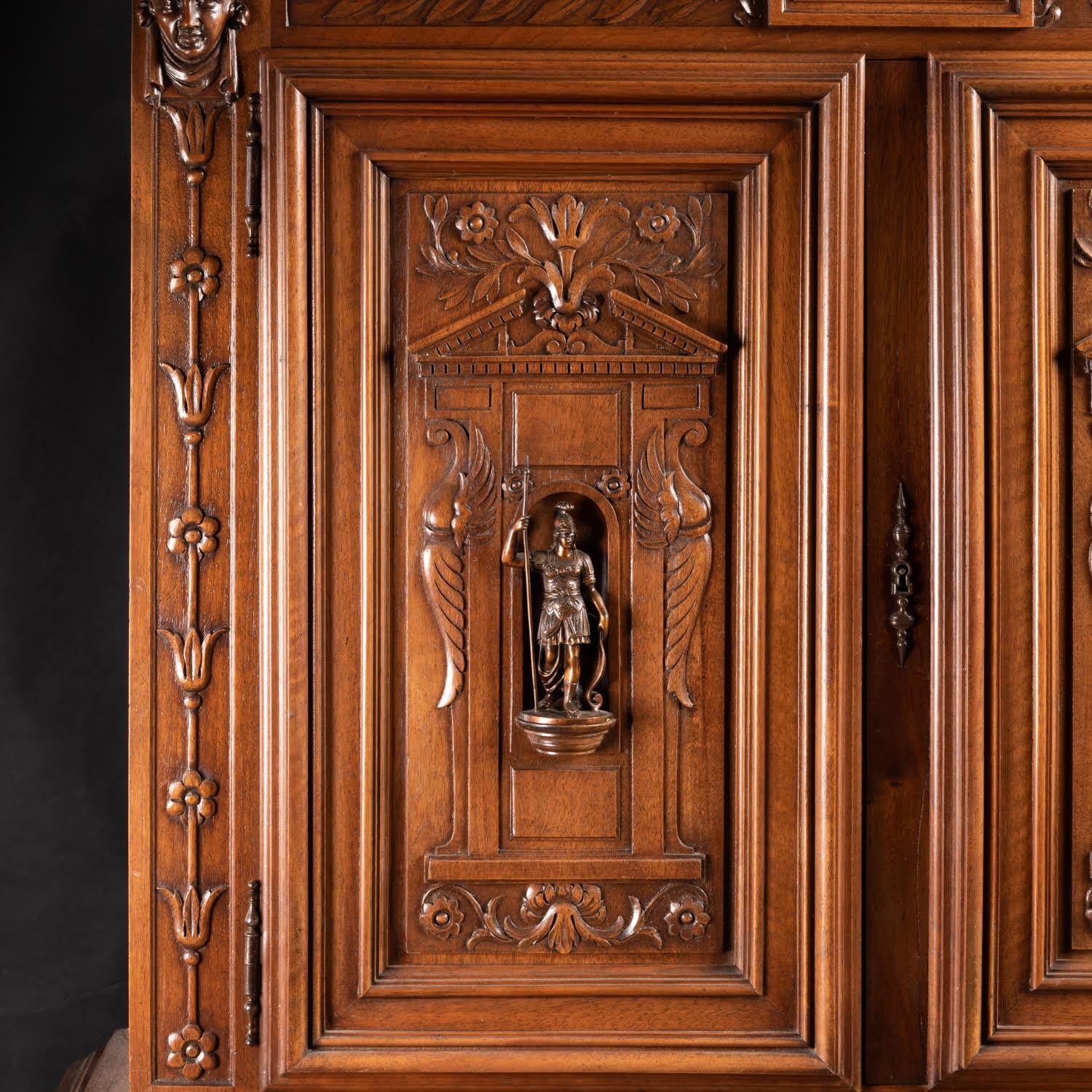 French Renaissance Style Cabinet in Carved Walnut, 19th Century. For Sale