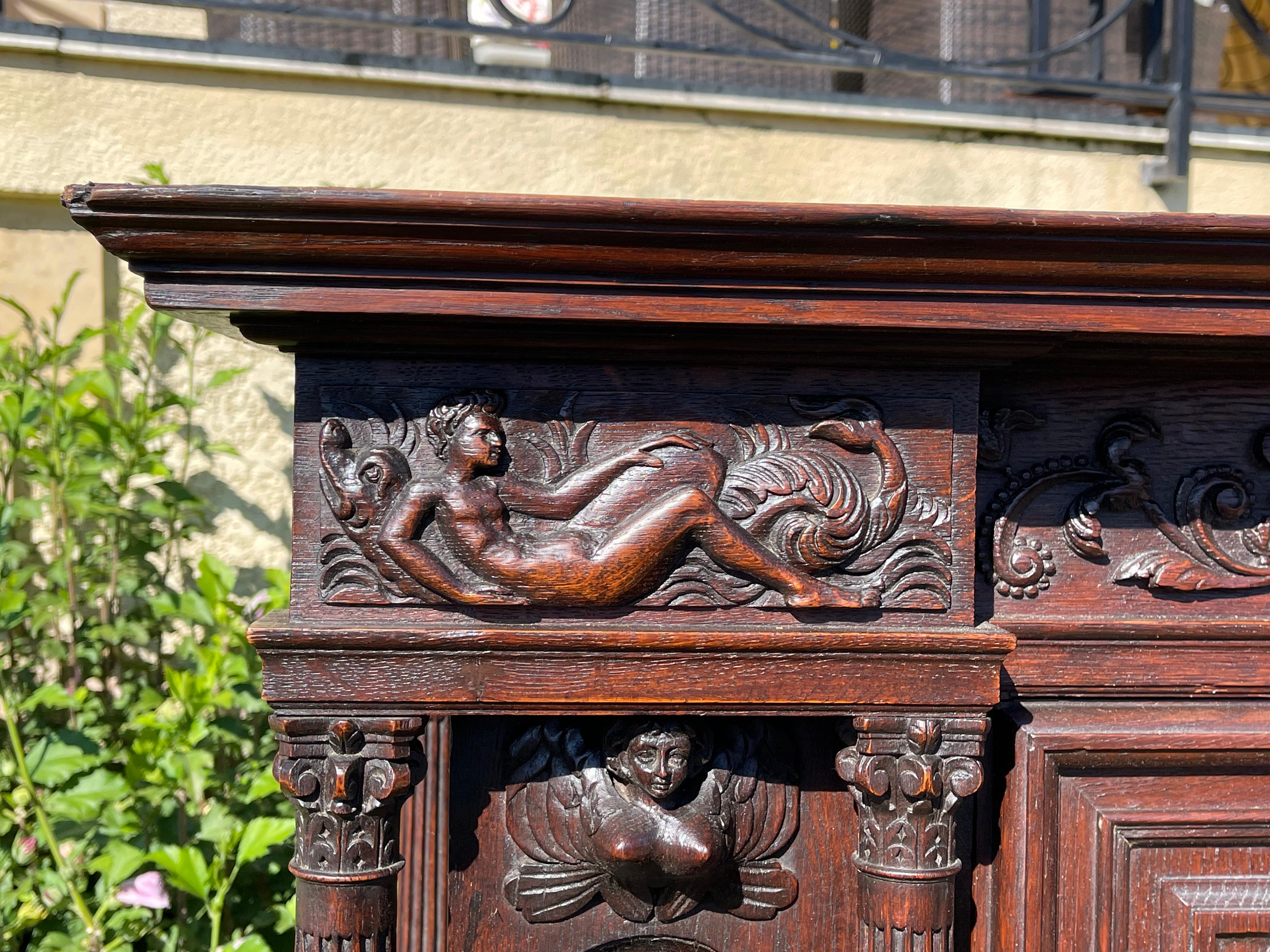 Renaissance Revival Renaissance Style Carved Cabinet in oak, XIXth century For Sale