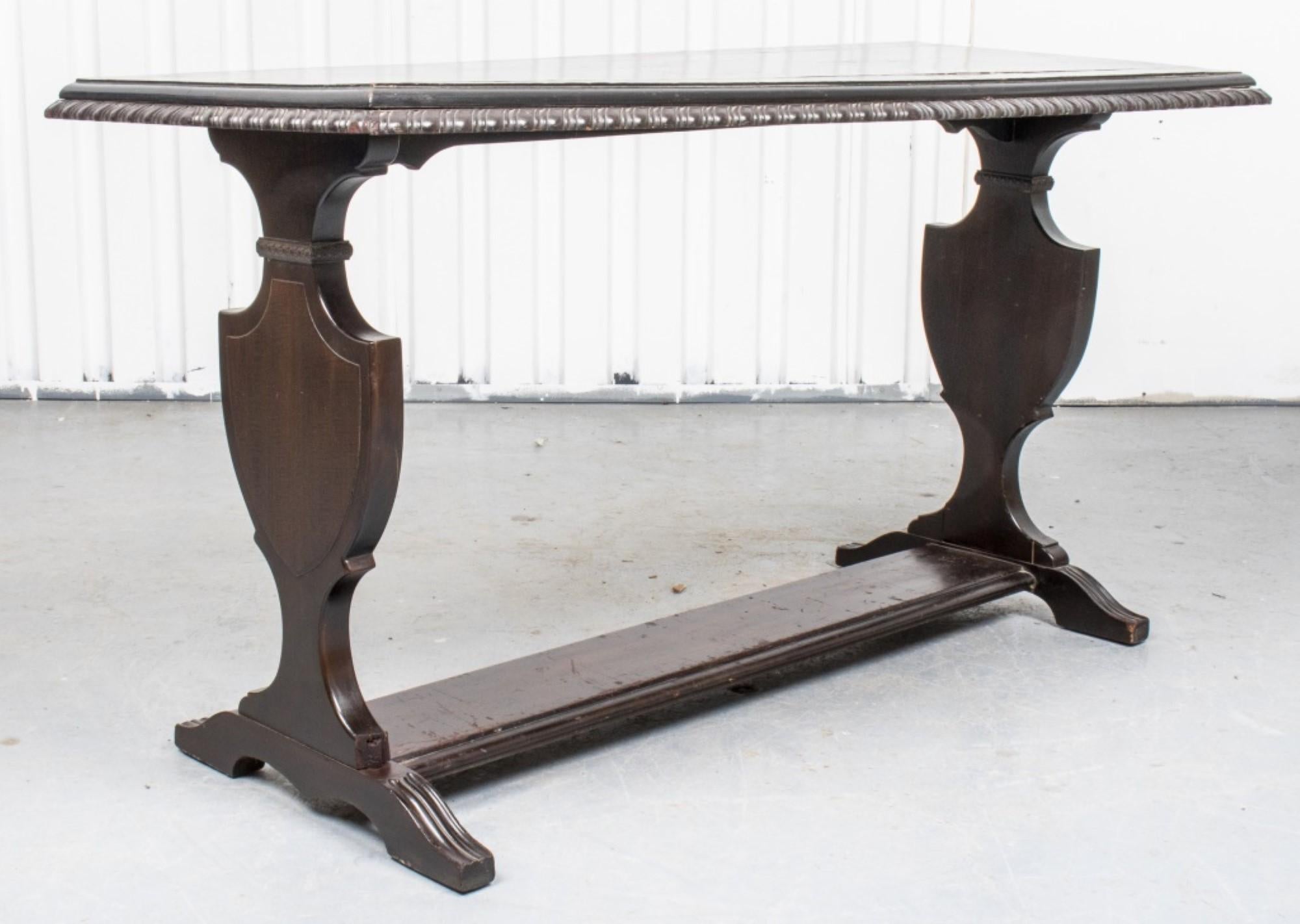 Renaissance Style Carved Oak Library Table For Sale 1