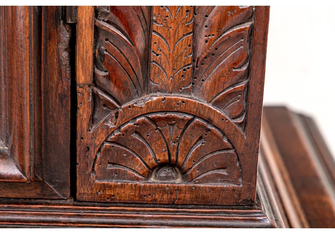 Renaissance Style Carved Oak Two Part Cabinet With Figural Panels For Sale 6
