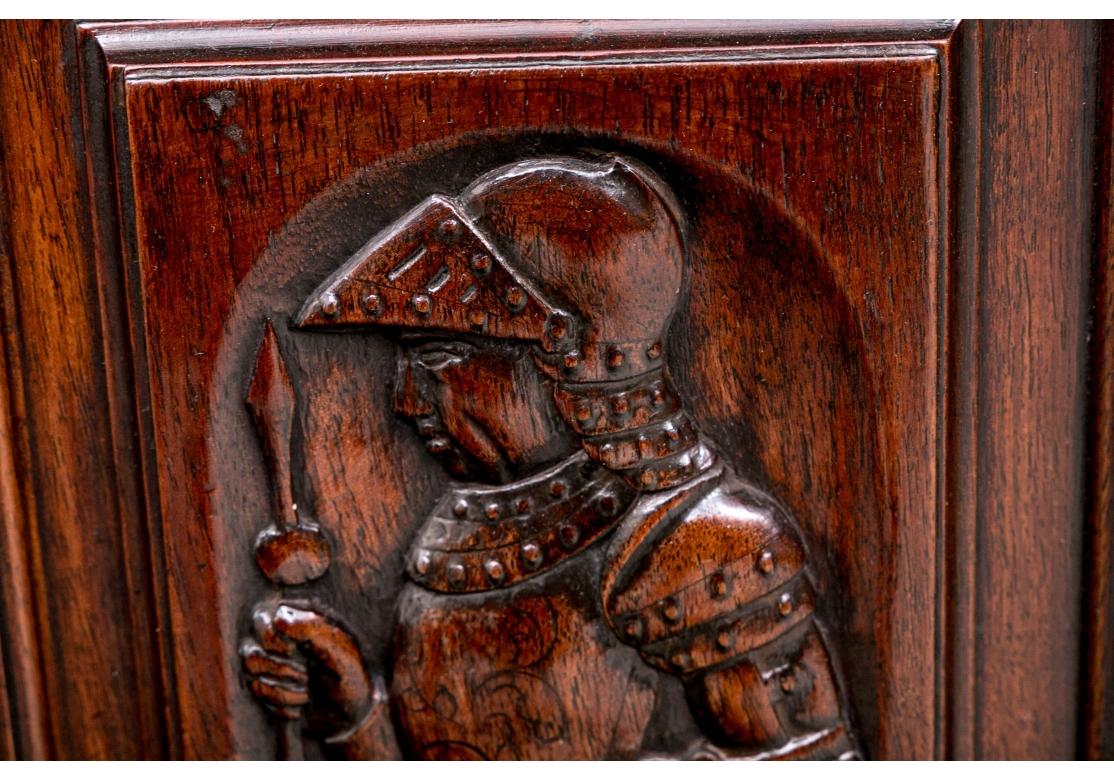 Renaissance Style Carved Oak Two Part Cabinet With Figural Panels For Sale 10