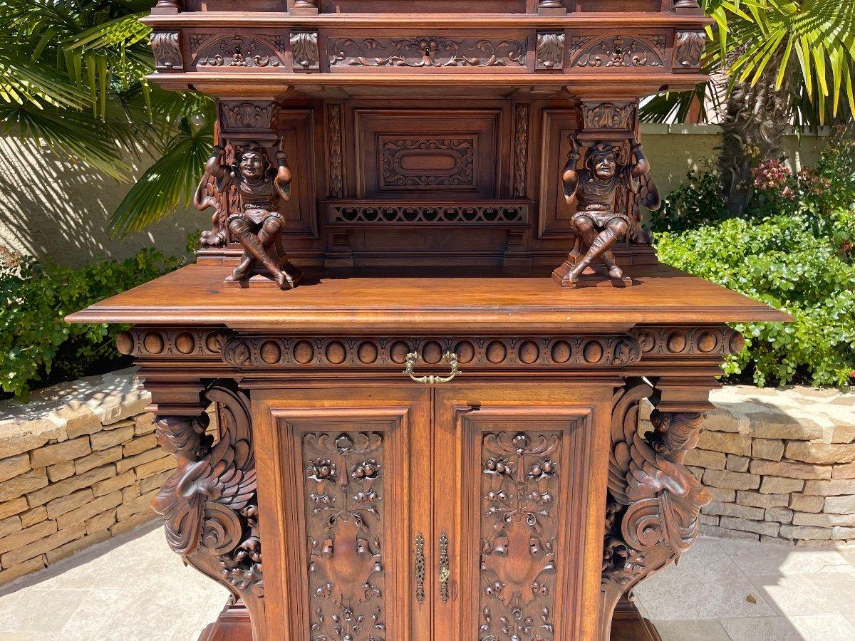 French Renaissance Style Carved Walnut Buffet For Sale