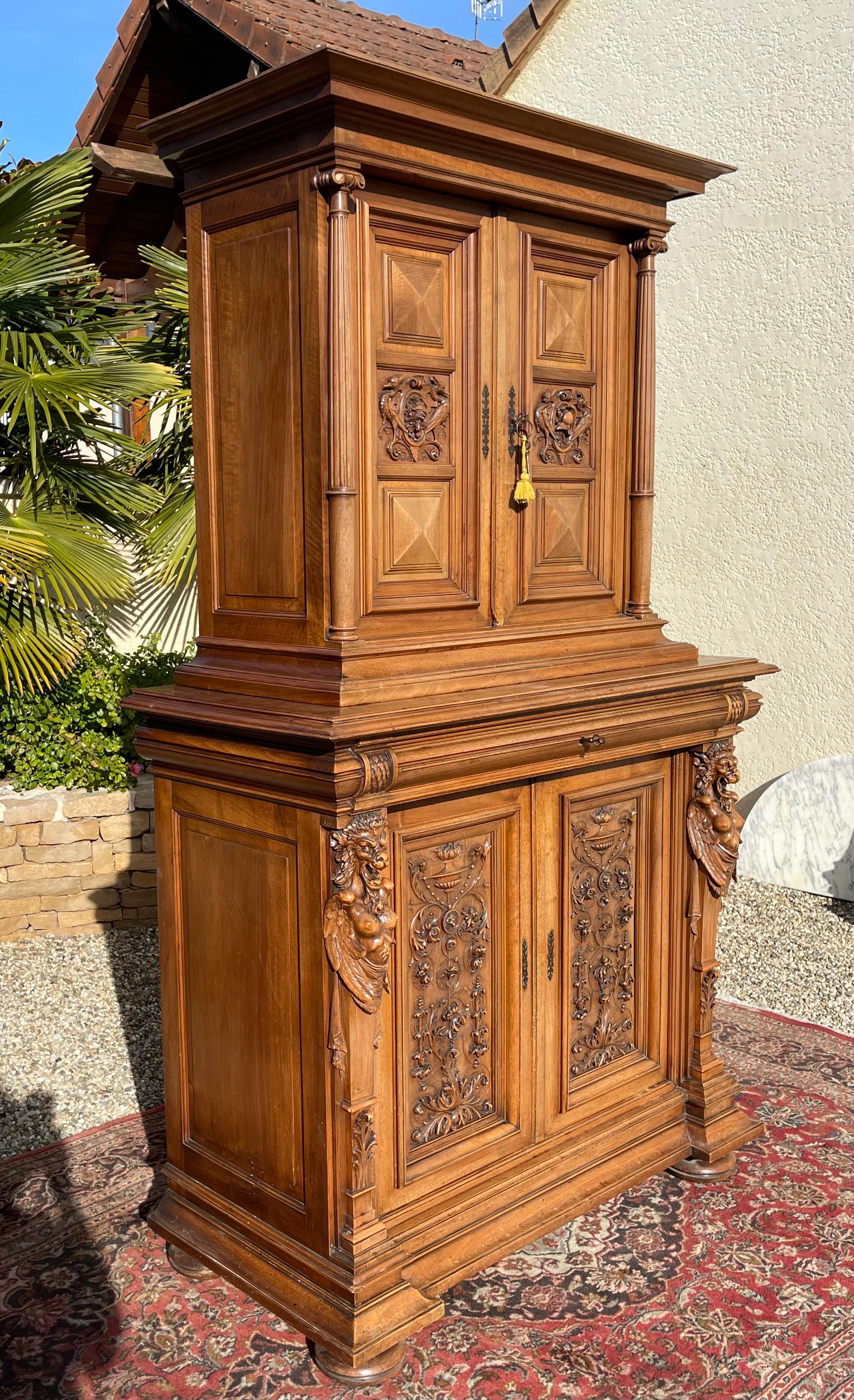 Renaissance Style, Carved Walnut Buffets, 19th Century For Sale 10