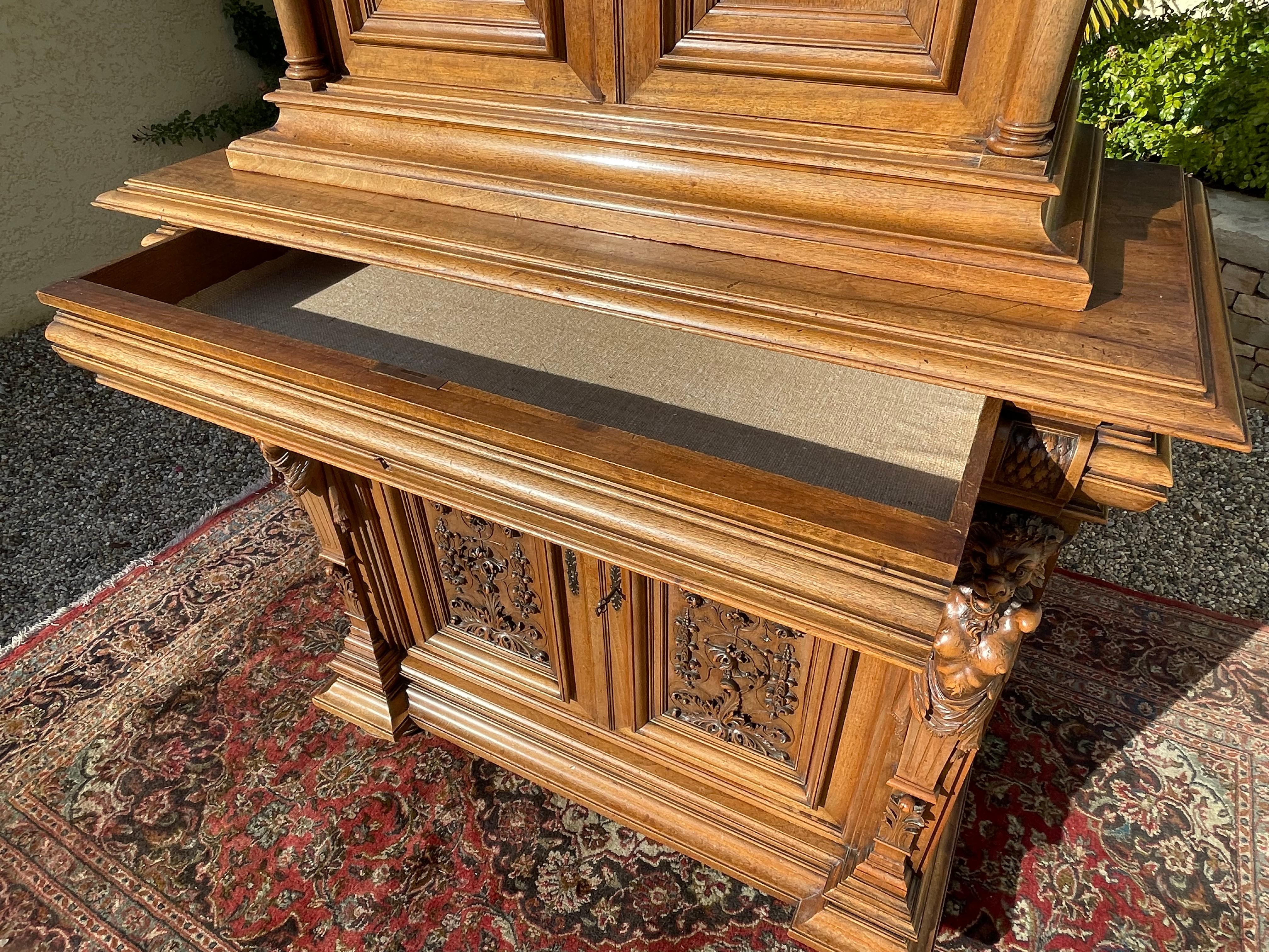 Renaissance Style, Carved Walnut Buffets, 19th Century For Sale 14