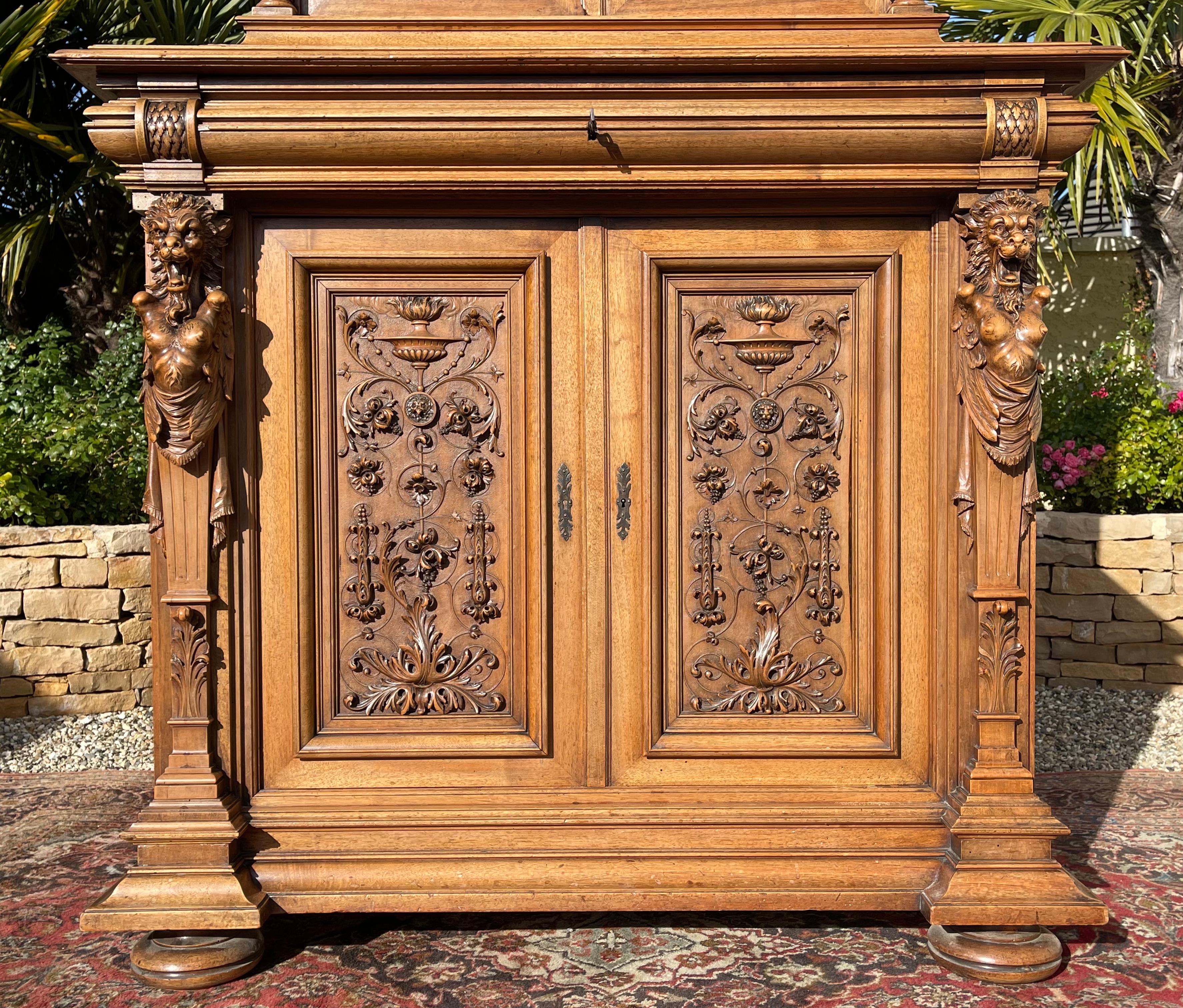 Renaissance Style, Carved Walnut Buffets, 19th Century For Sale 3