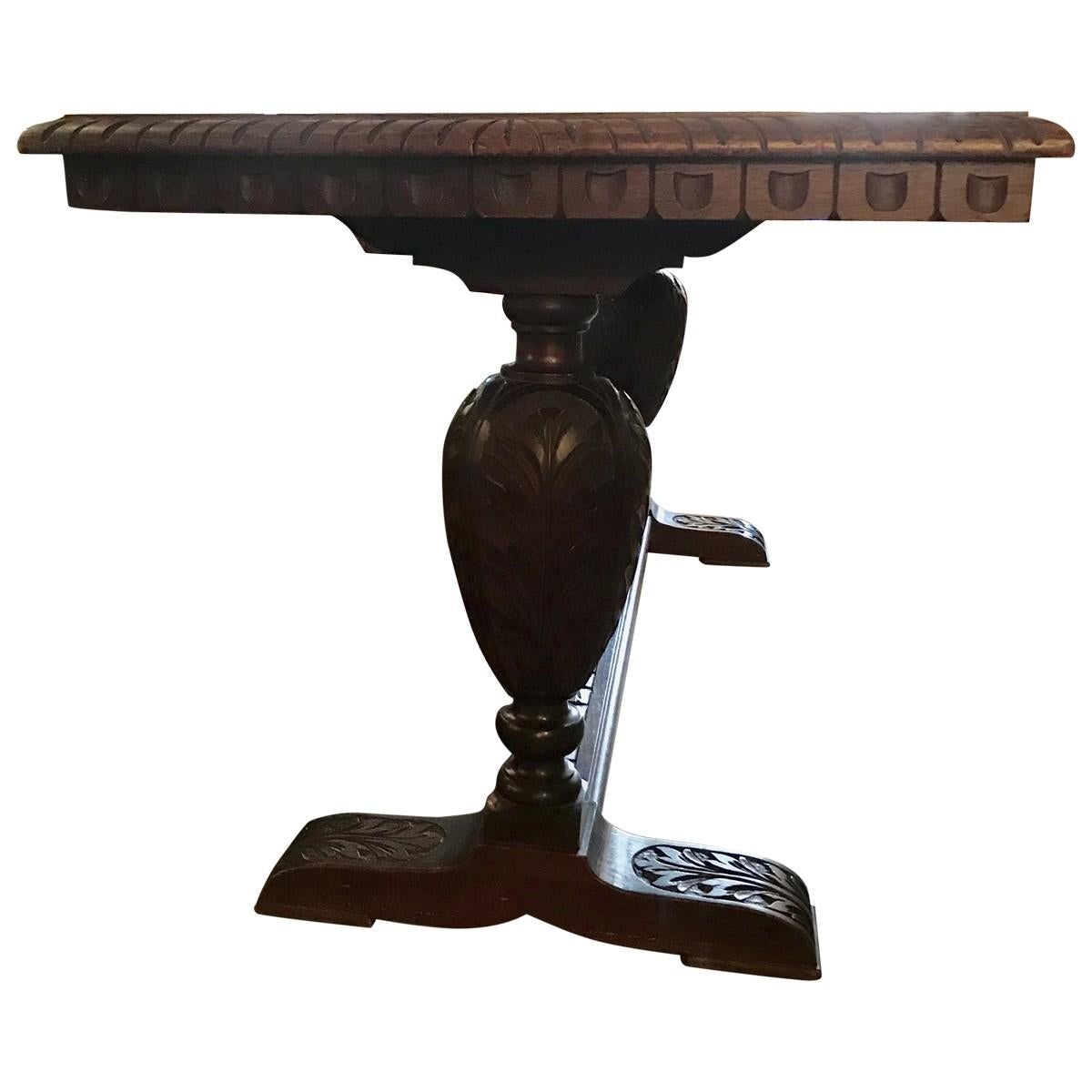Renaissance Style Carved Walnut Refectory Table In Excellent Condition In Pasadena, CA