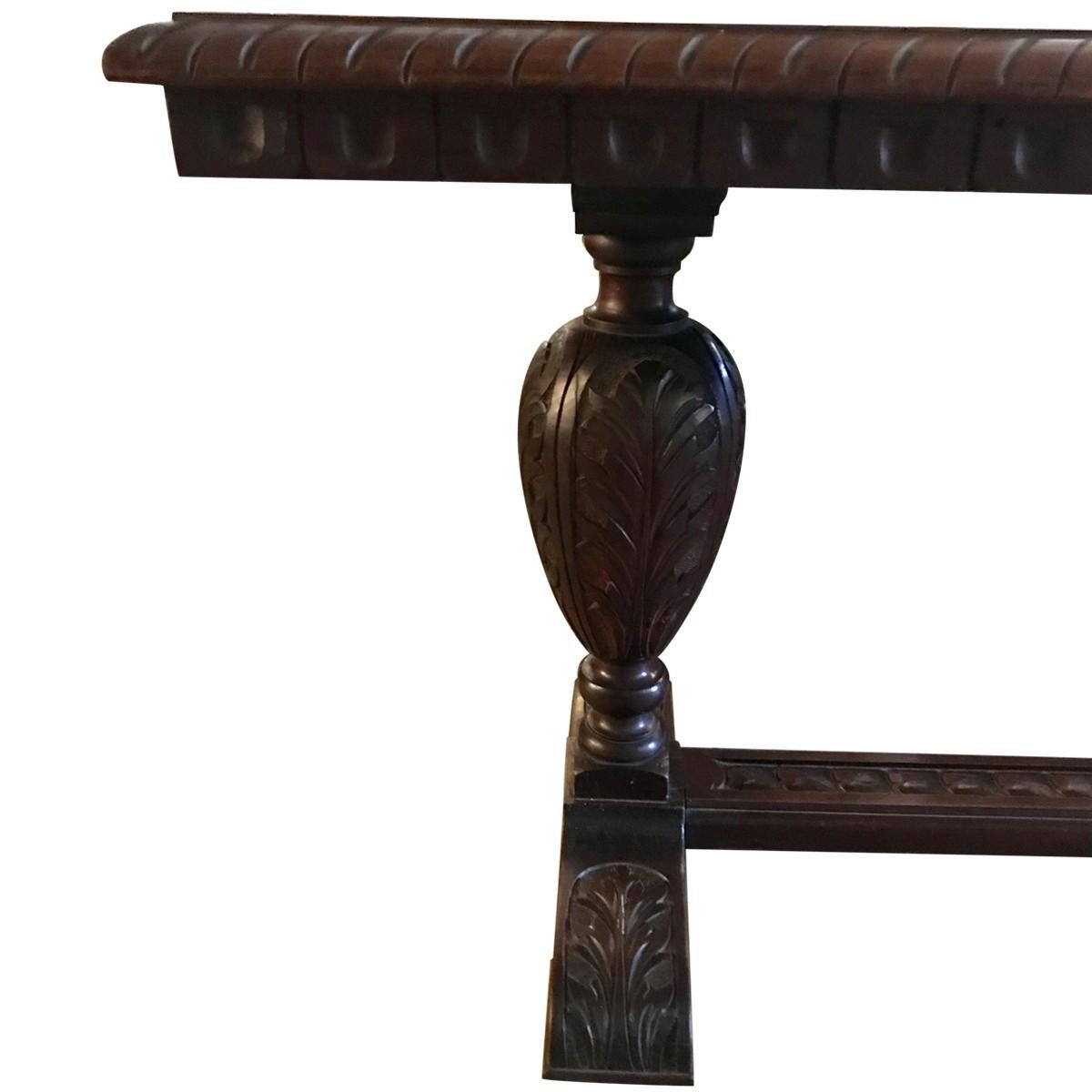 20th Century Renaissance Style Carved Walnut Refectory Table