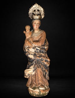 Renaissance Style Carved Wood Virgin and Child, Italian School, 16th-17th