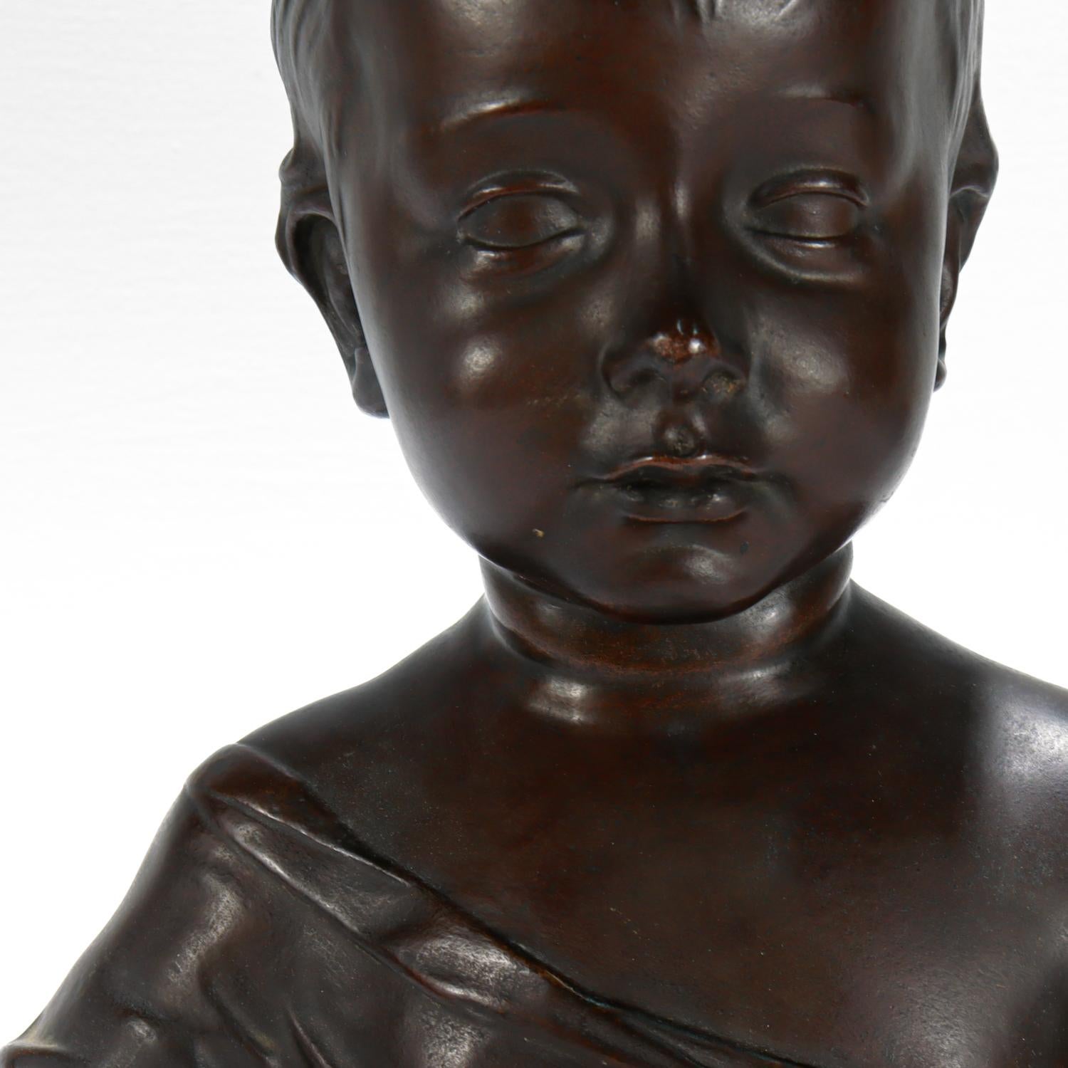 Renaissance Style Cast Bronze Bust of a Child after Desiderio For Sale 6