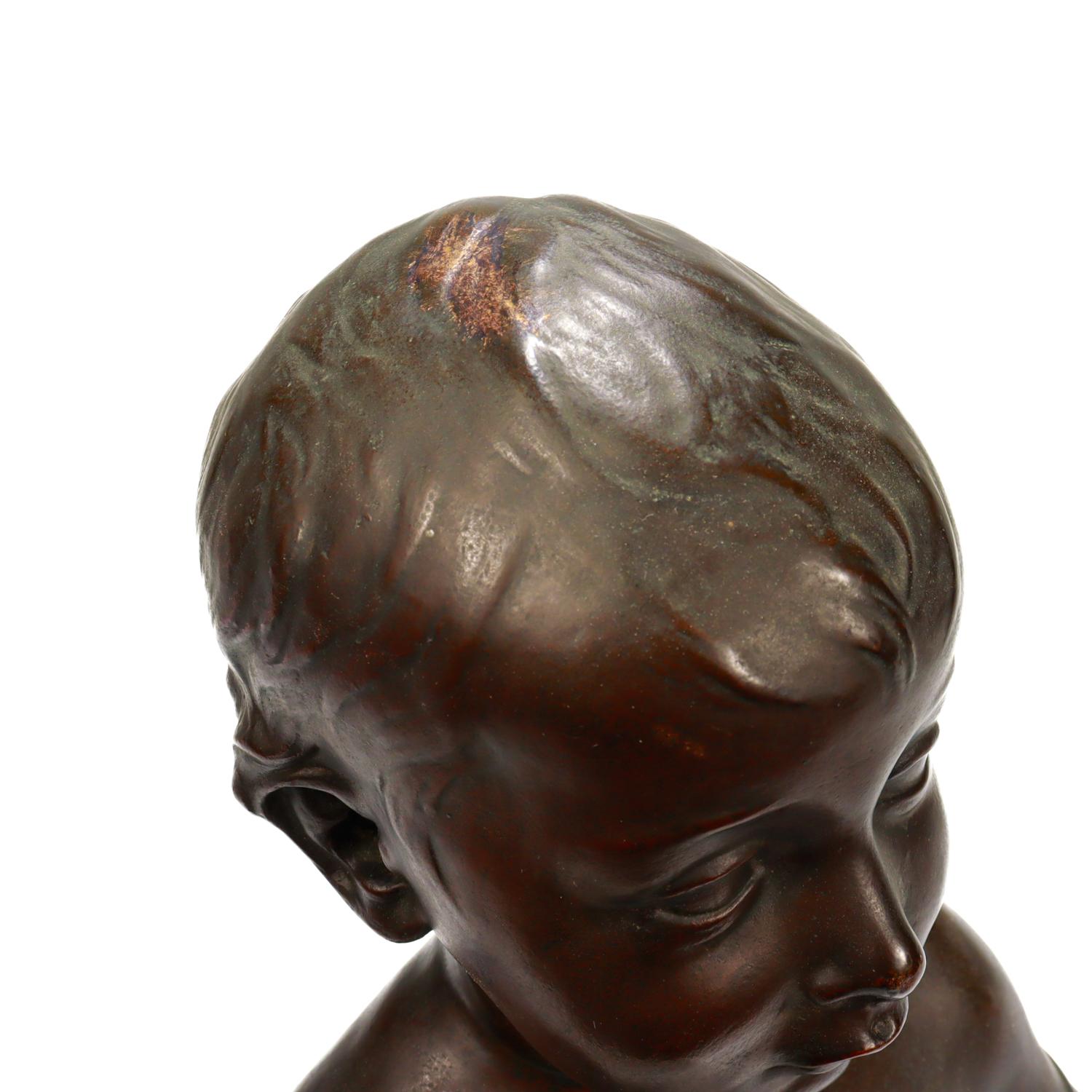 Renaissance Style Cast Bronze Bust of a Child after Desiderio For Sale 10