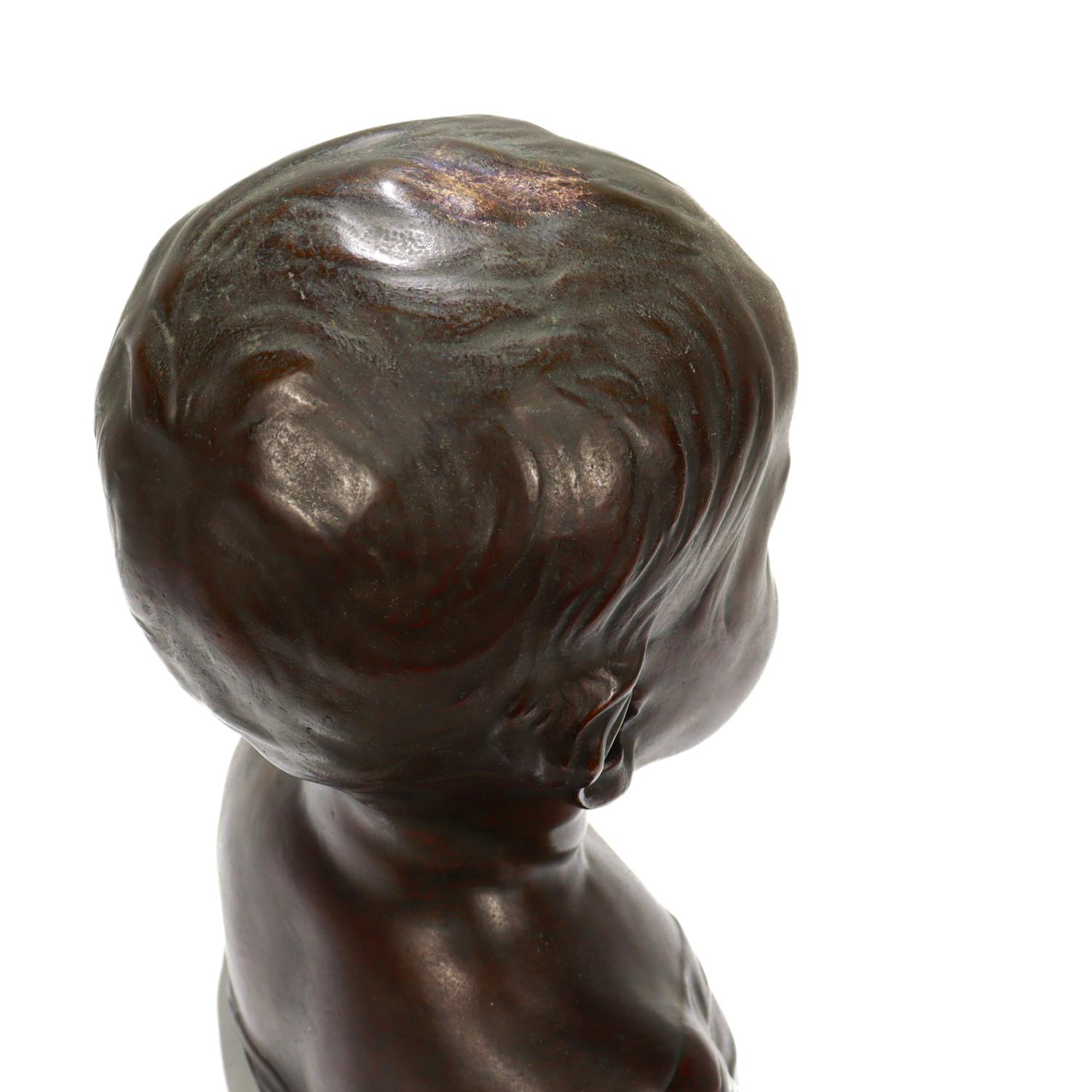 Renaissance Style Cast Bronze Bust of a Child after Desiderio For Sale 11