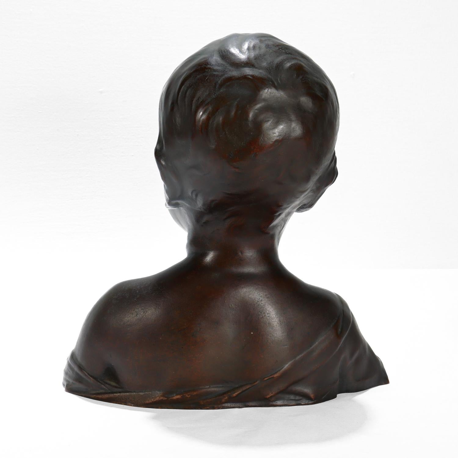 Renaissance Style Cast Bronze Bust of a Child after Desiderio In Good Condition For Sale In Philadelphia, PA
