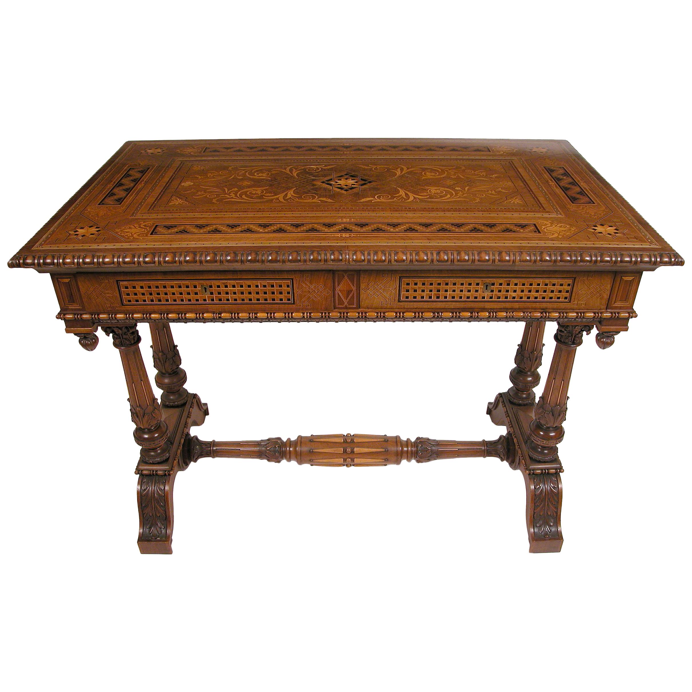 Renaissance Style Center Table by Cortina D'Ampezzo, Italy, Circa 1890