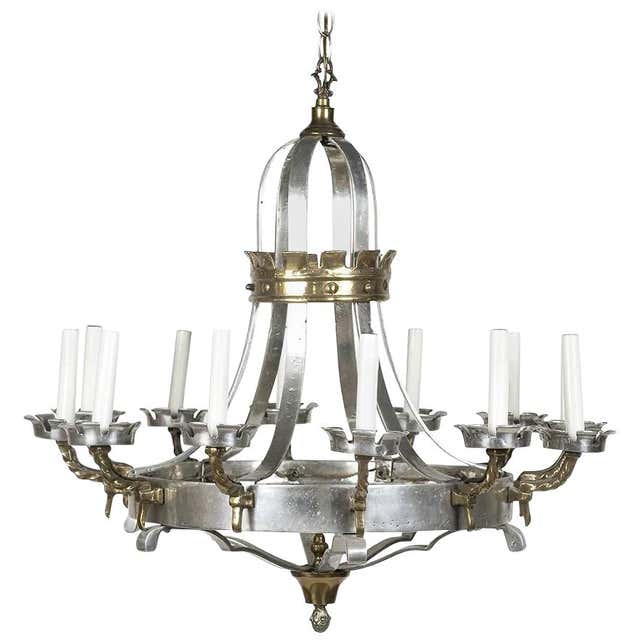 French Renaissance Style Silvered Bronze 6-Light Chandelier For Sale at ...