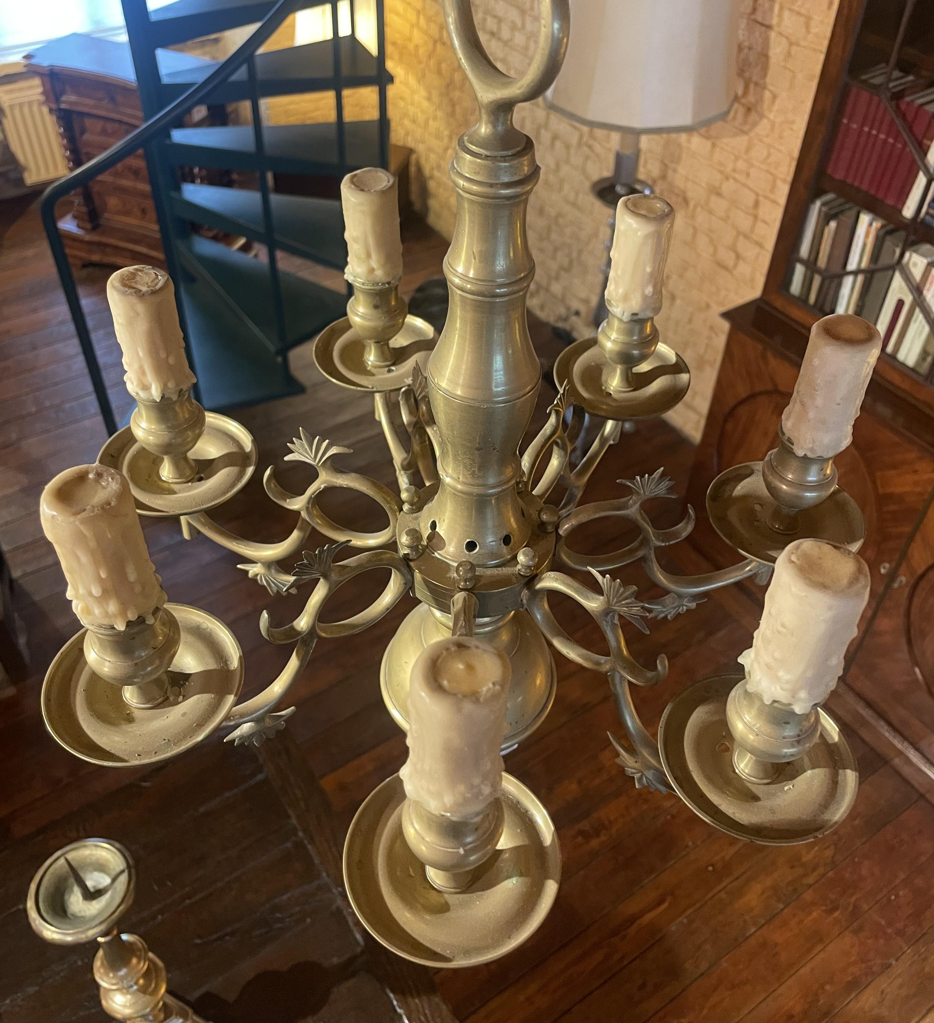 Lampadario in stile rinascimentale in bronzo con 6 pezzi del 19° secolo in vendita 4