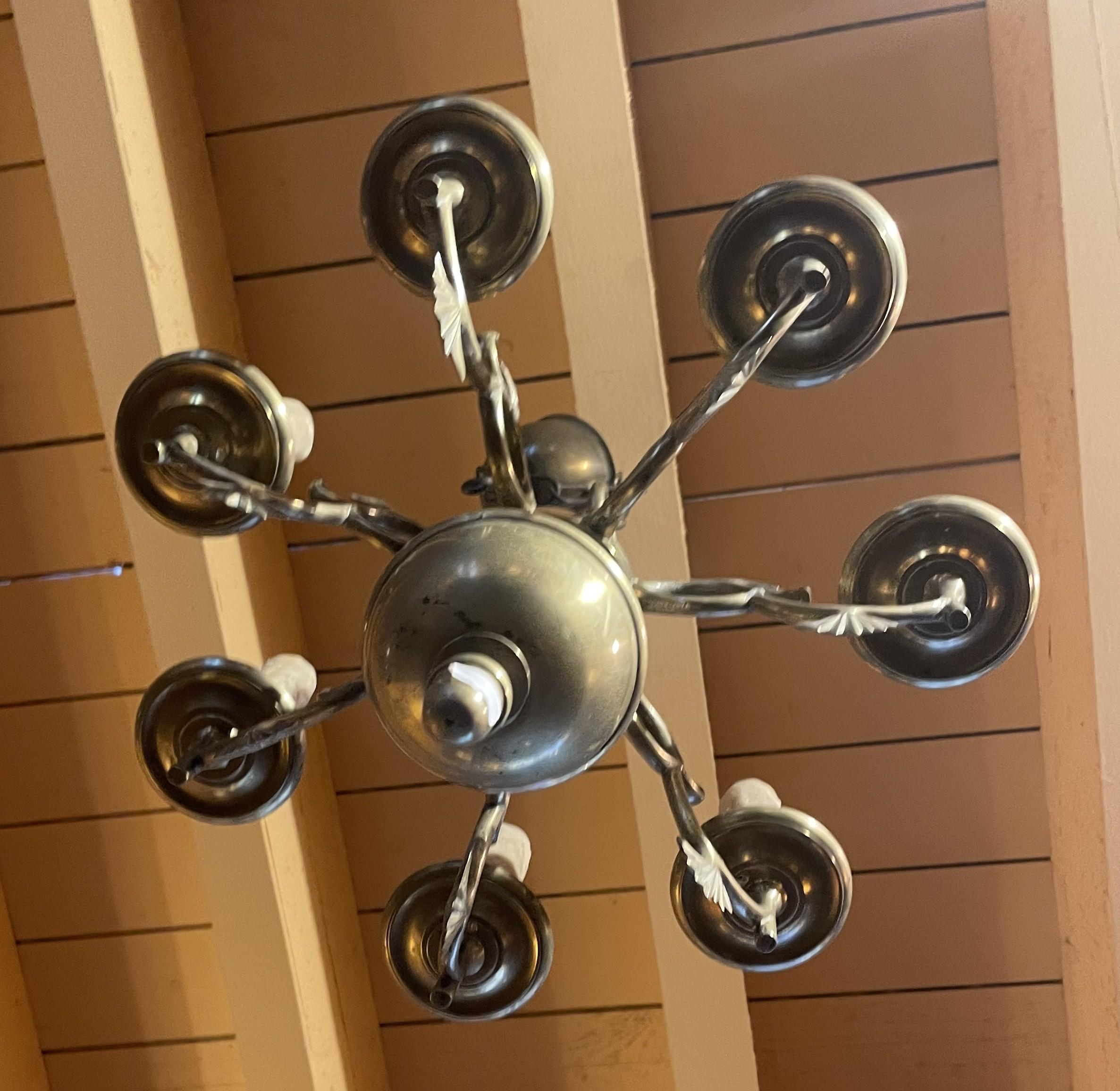 Bronzo Lampadario in stile rinascimentale in bronzo con 6 pezzi del 19° secolo in vendita