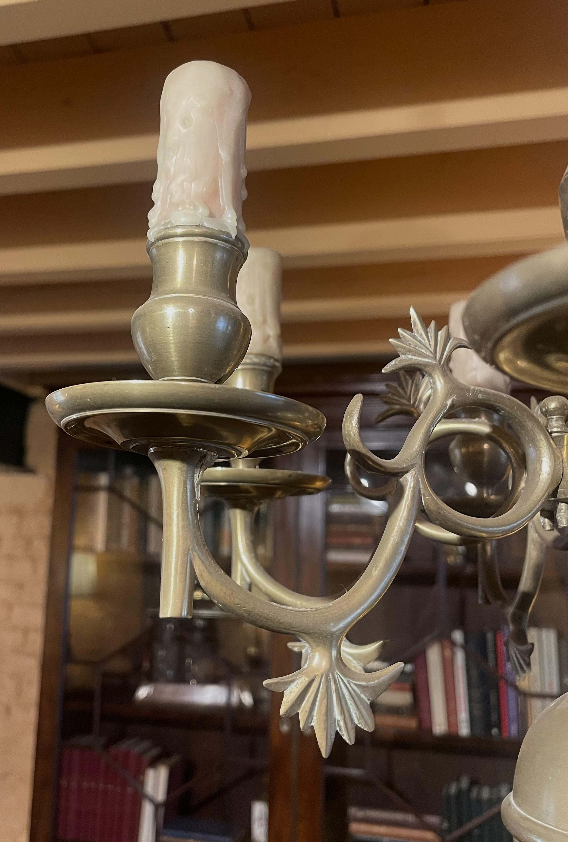 Lampadario in stile rinascimentale in bronzo con 6 pezzi del 19° secolo in vendita 2