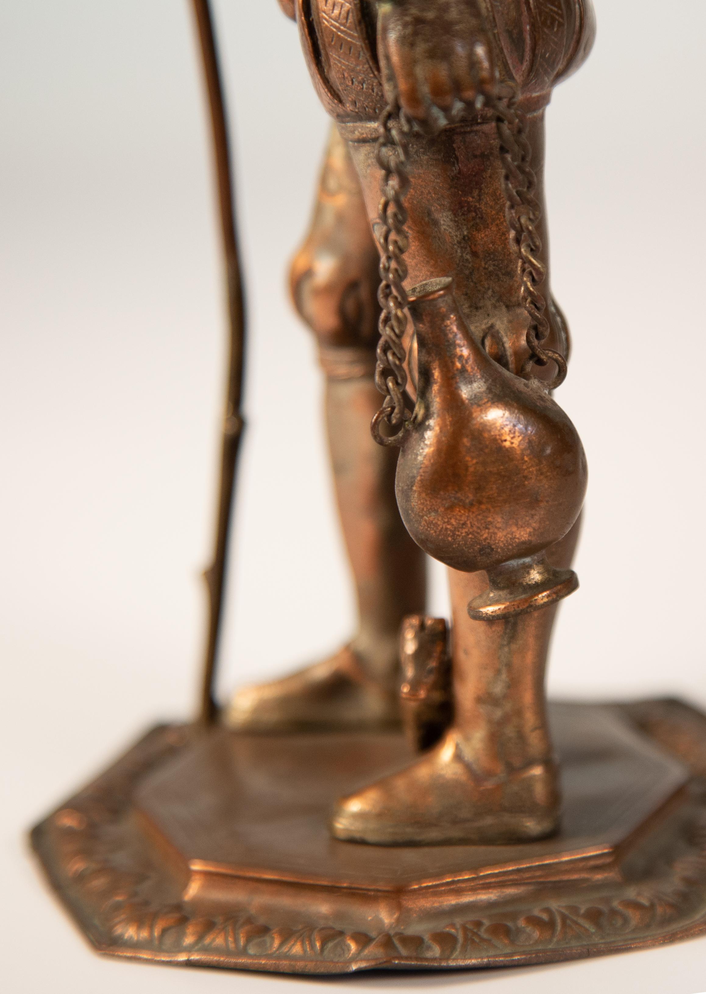 Renaissance Style Copper Figure of a Pilgrim with a Small Dog, circa 1860 For Sale 1