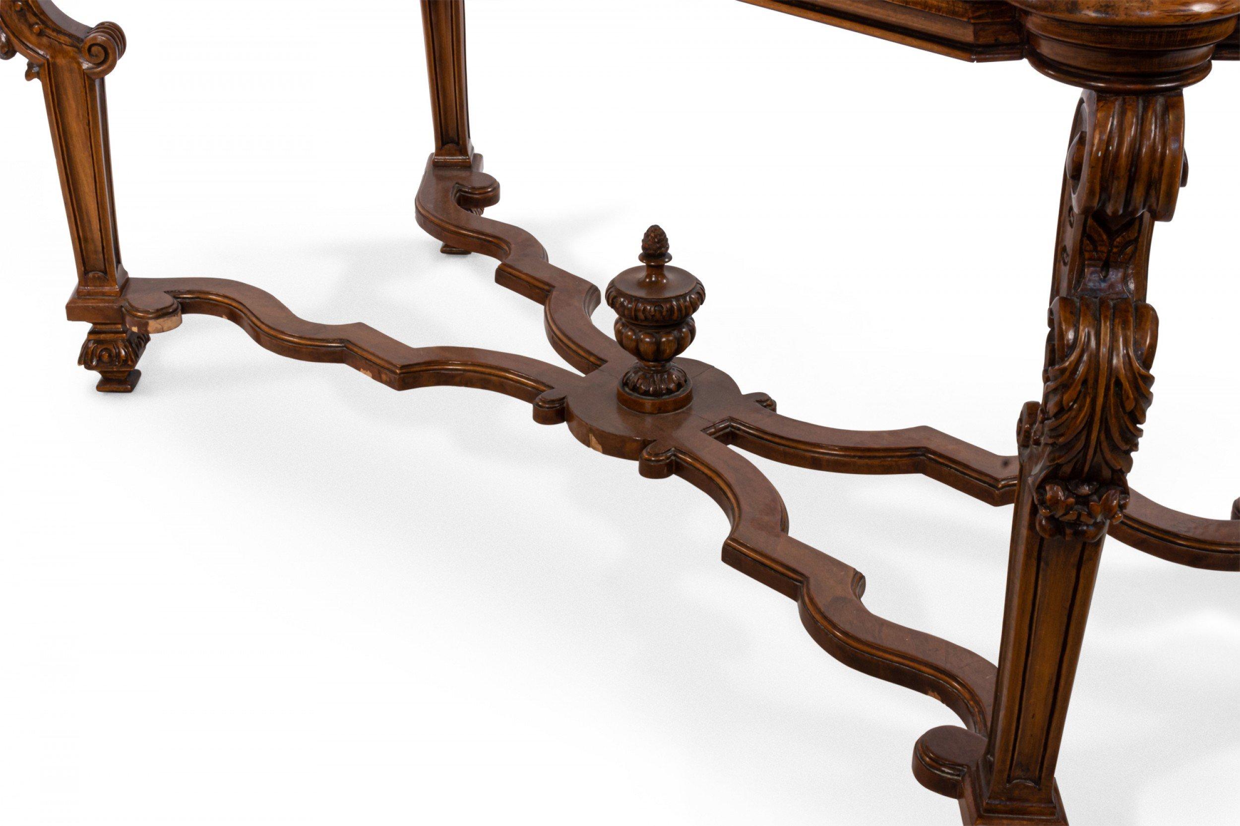 Italian Renaissance Style Dining Table with Scalloped X-bar Stretcher For Sale