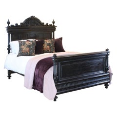Renaissance Style Ebonised Oak Antique Bed WK137