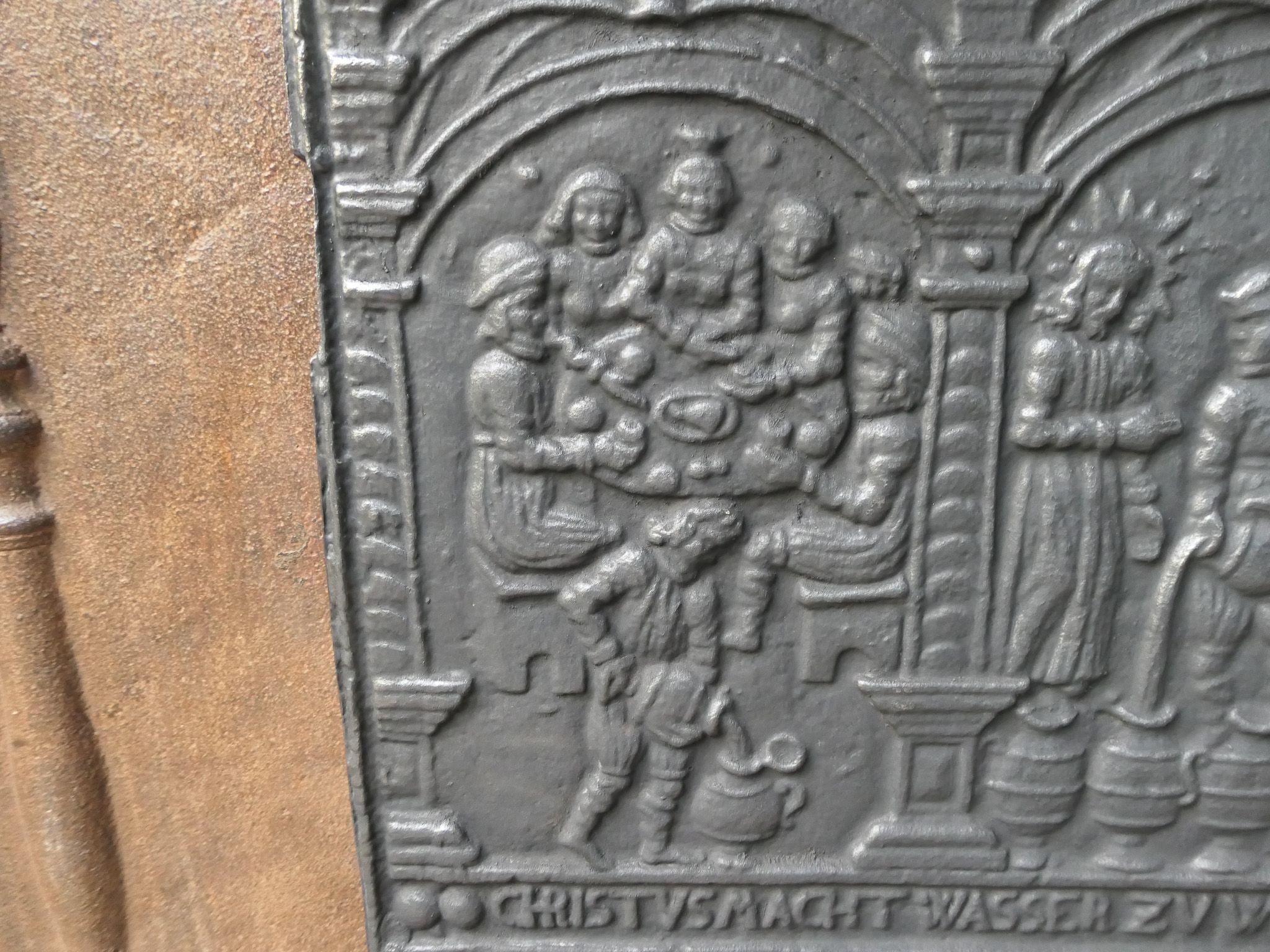 Iron Renaissance Style 'Elisha & Widow's Oil' Fireback / Backsplash, 20th Century For Sale