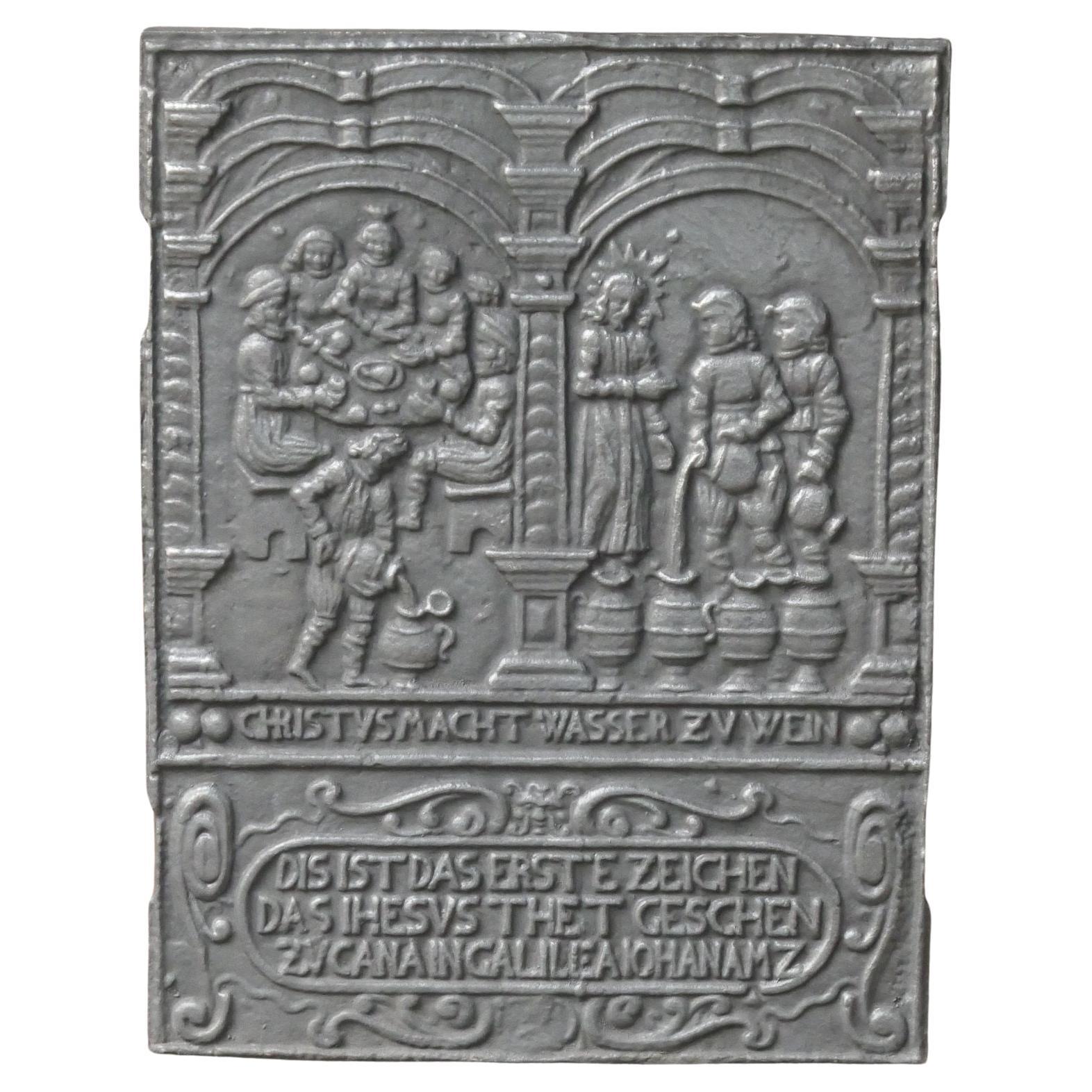 Plaque de cheminée / crédence arrière de style Renaissance « Elisha & Widow's Oil », 20e siècle