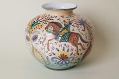 Renaissance-Style Faience Vase with Hunting Motifs
