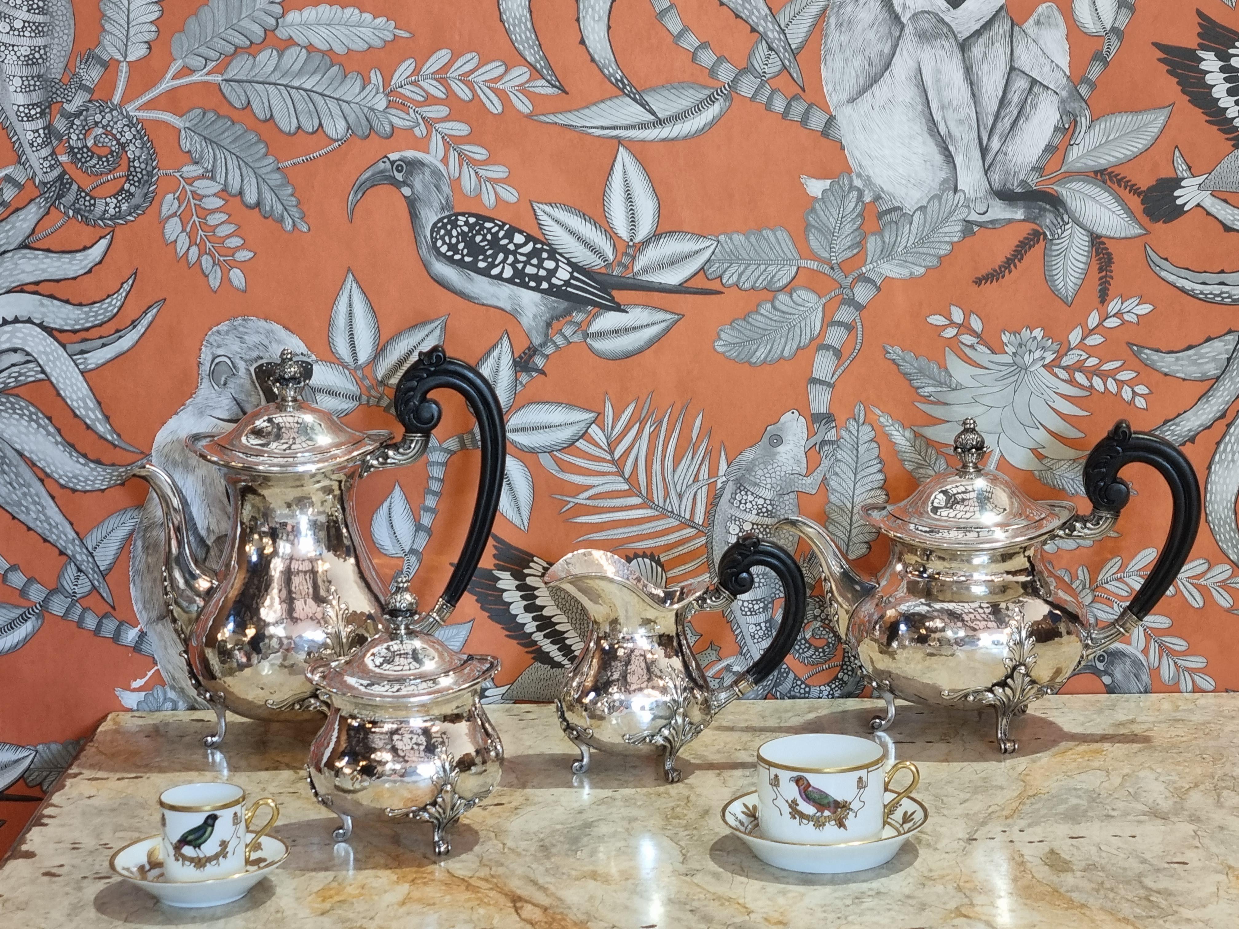 Renaissance Style Four-Piece Sterling Silver Tea and Coffee Set, Italy, 1985 For Sale 6
