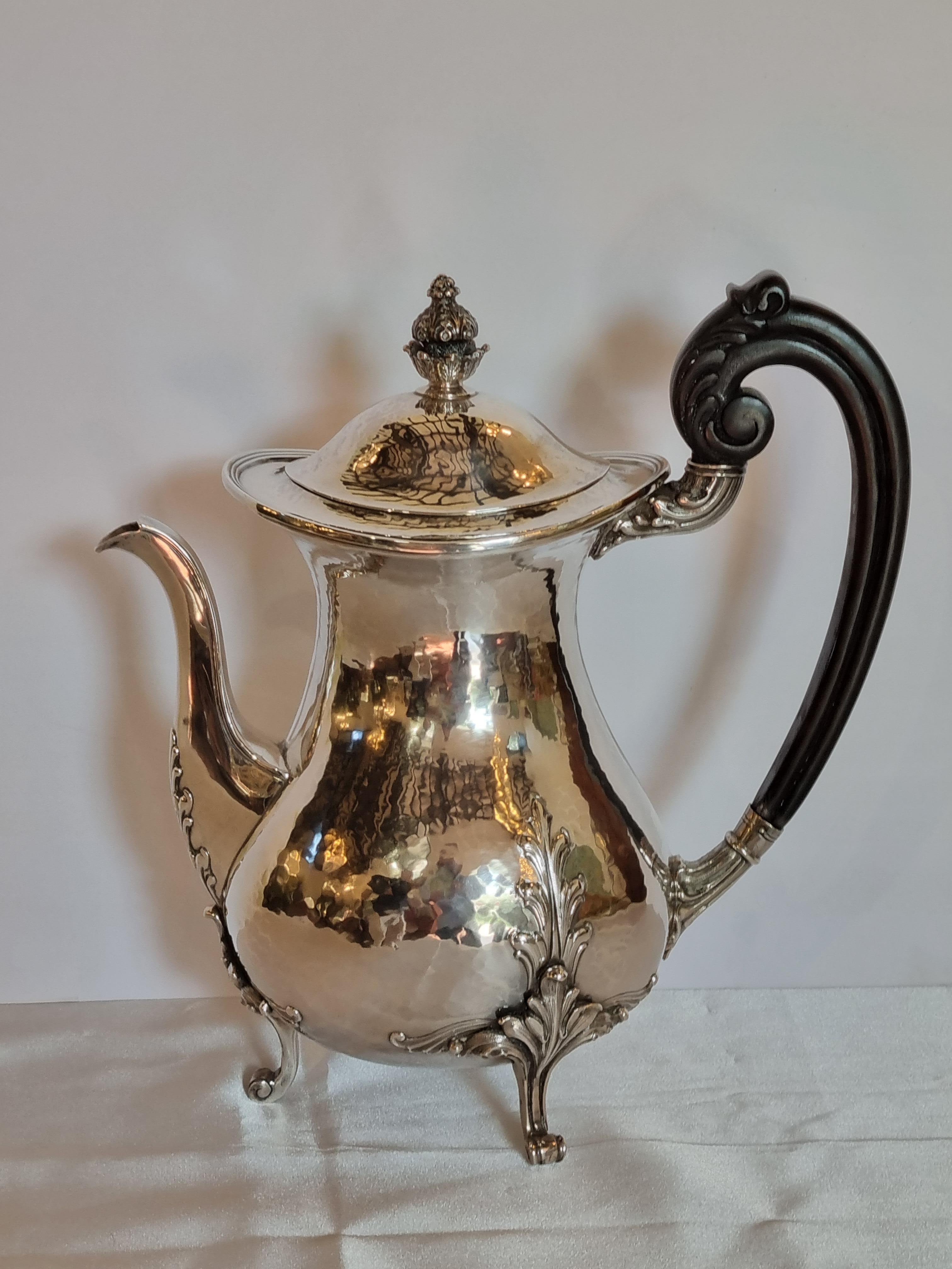 Renaissance Style Four-Piece Sterling Silver Tea and Coffee Set, Italy, 1985 For Sale 10