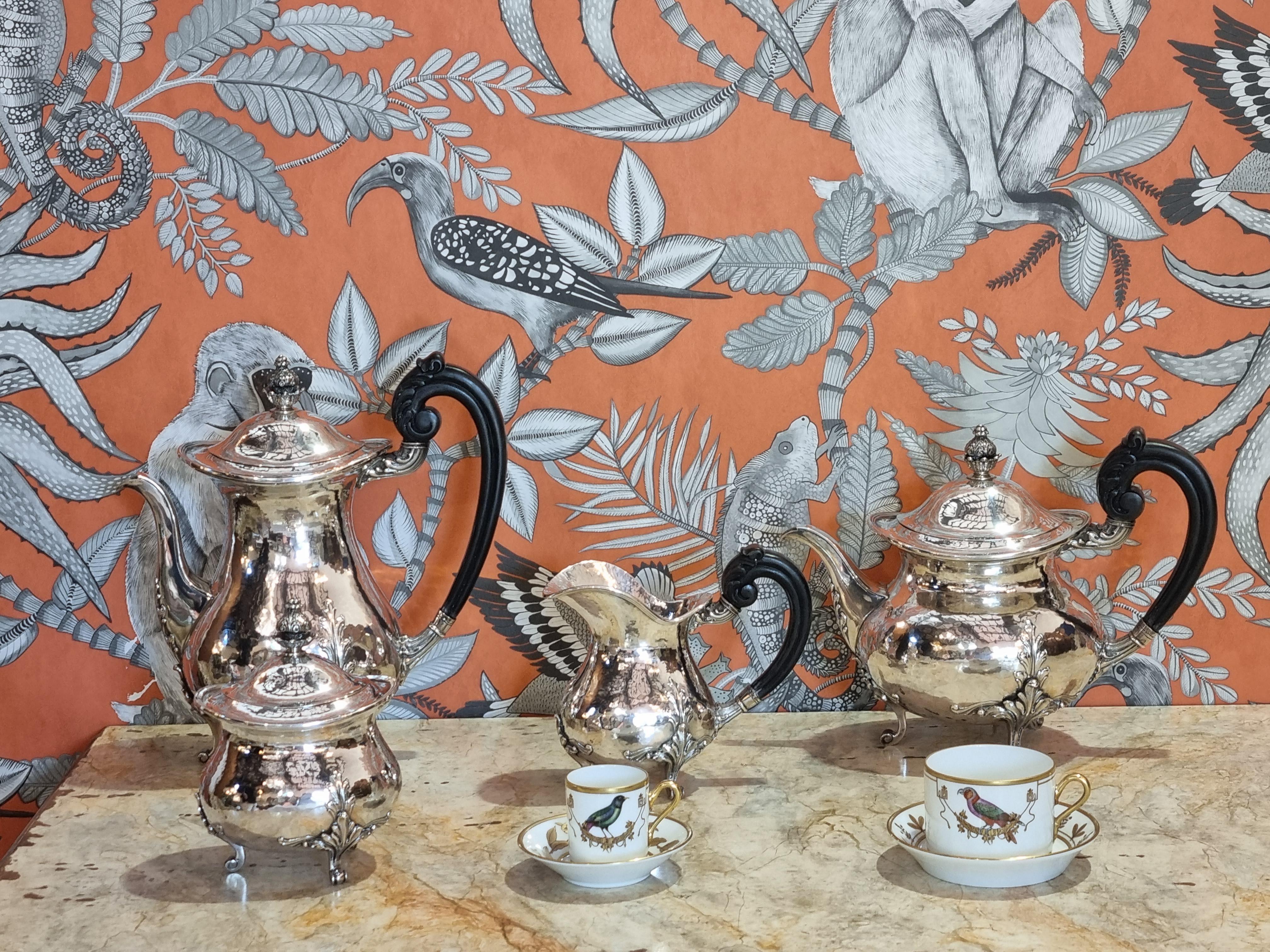 Renaissance Style Four-Piece Sterling Silver Tea and Coffee Set, Italy, 1985 For Sale 11