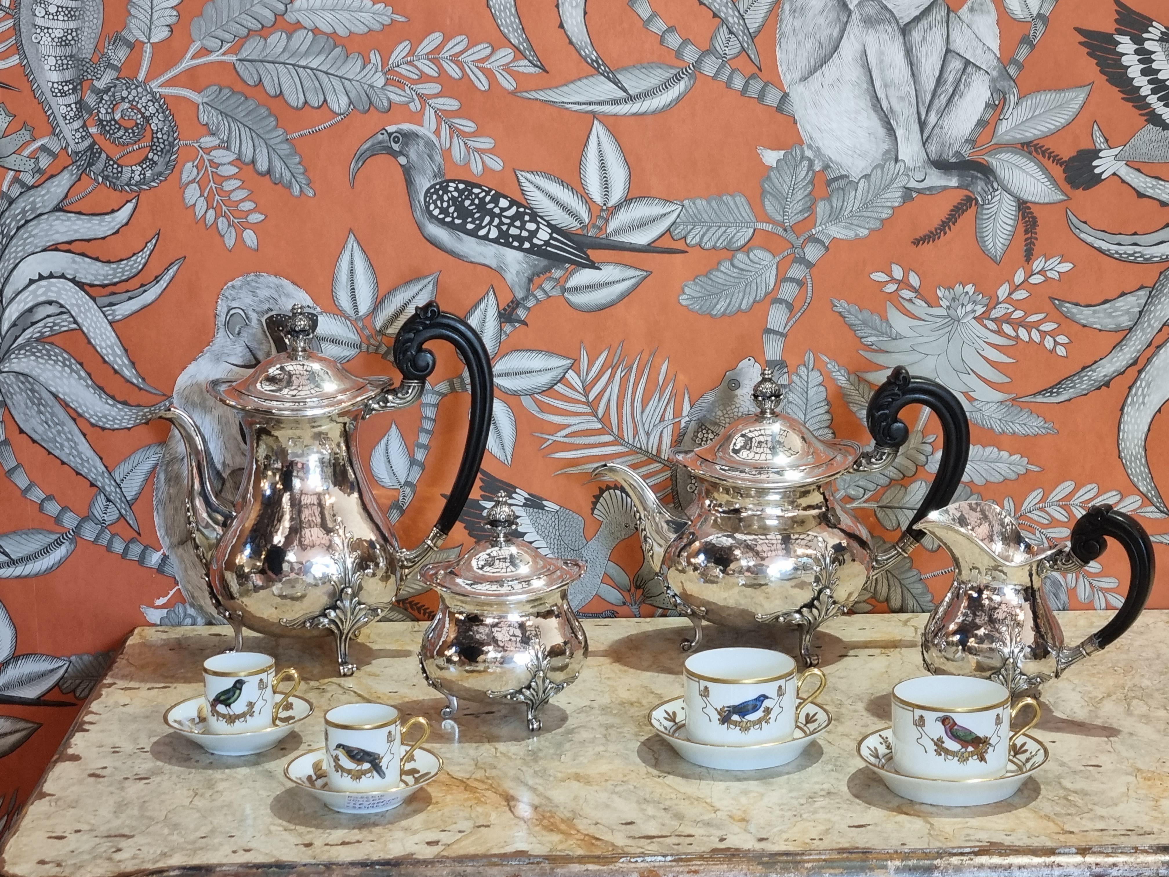 Vierteiliges Tee- und Kaffeeservice aus Sterlingsilber im Renaissance-Stil, Italien, 1985 im Angebot 1